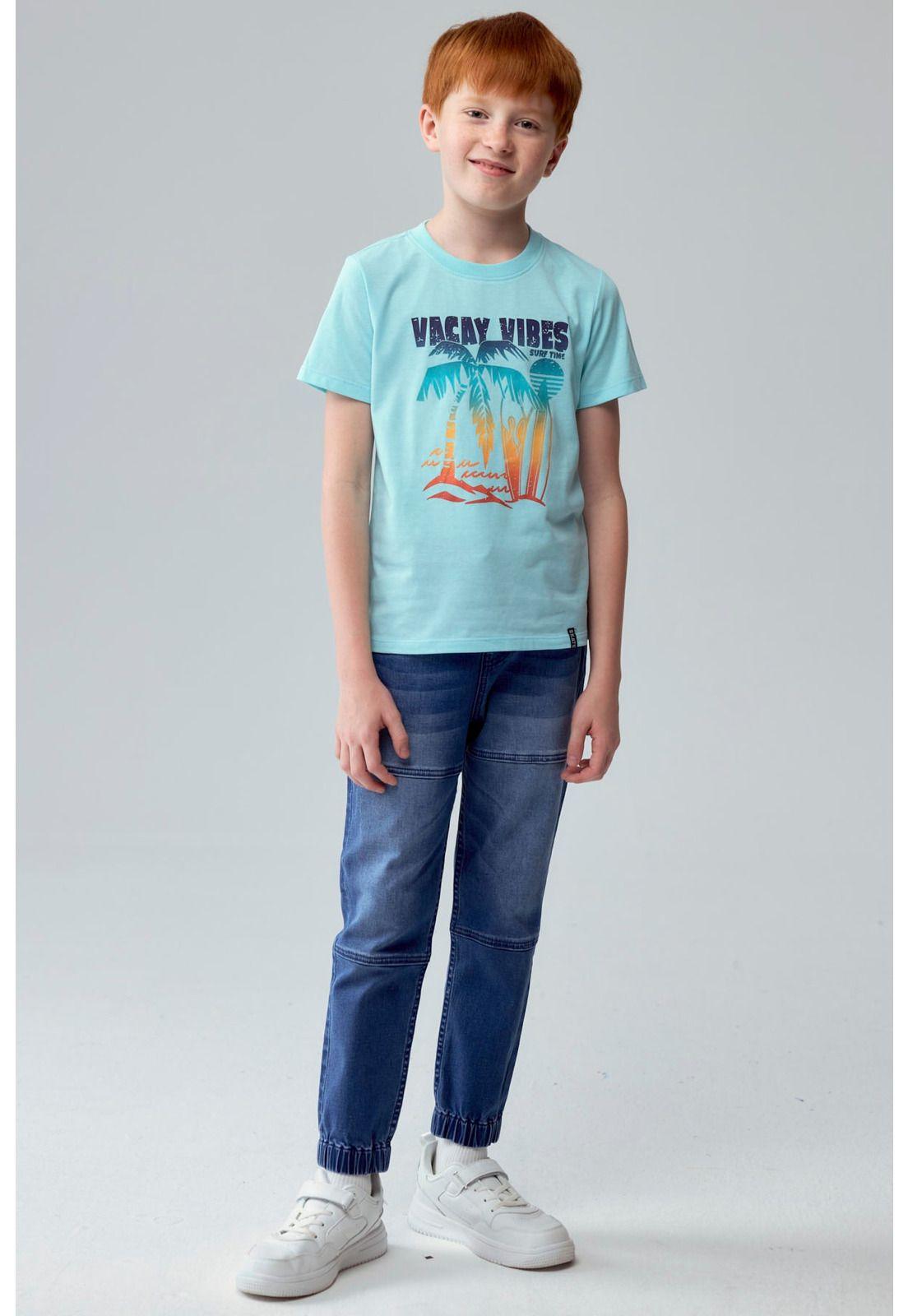 Polera Niño Básica Estampada Aqua-3