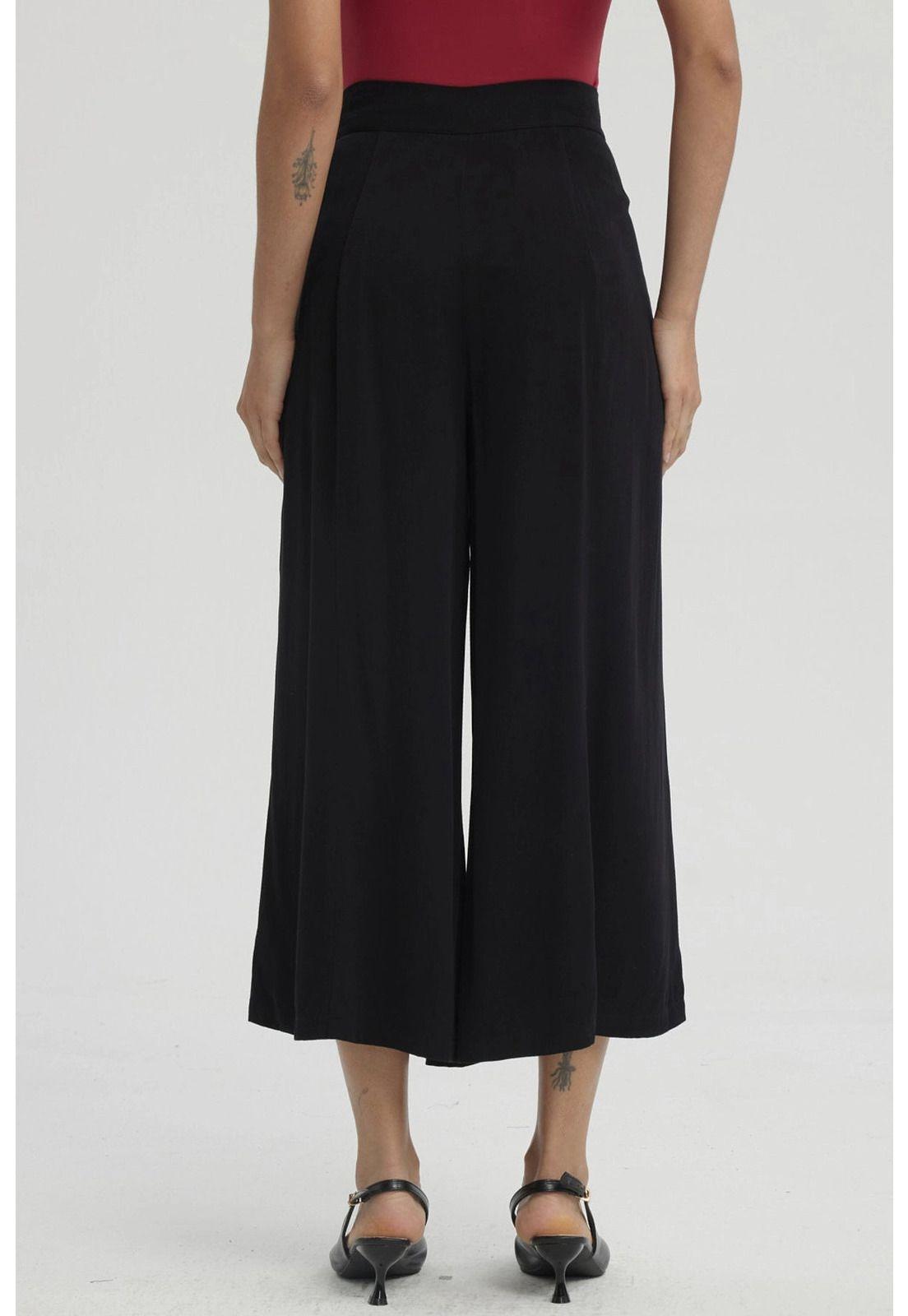 Pantalón Mujer Botones Costados Negro-2