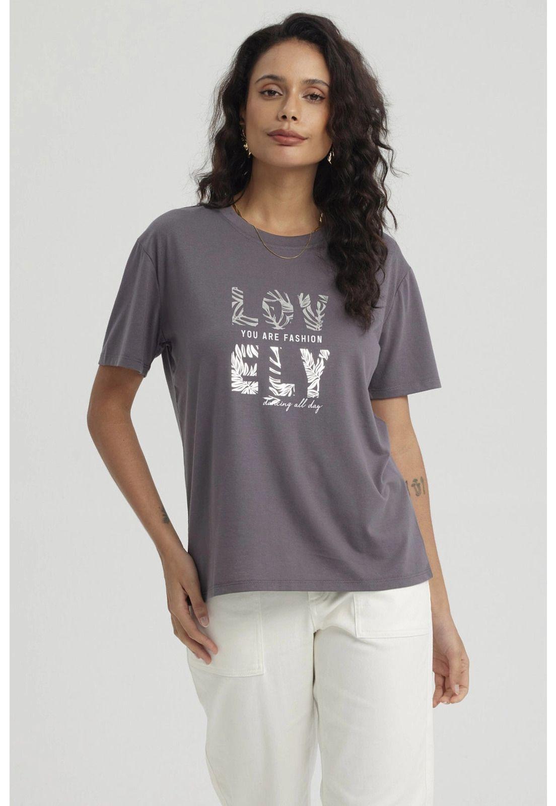 Polera Mujer Print Con Aplicación Marengo-0