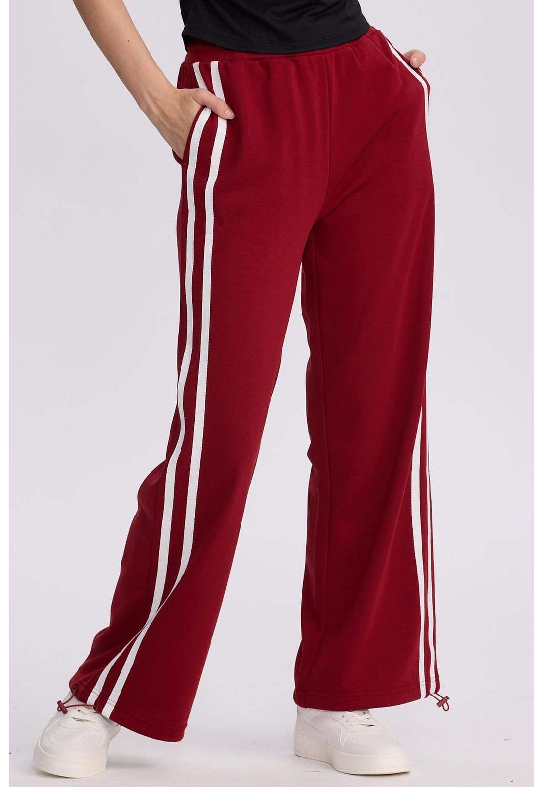 Pantalón Buzo Mujer Líneas Burdeo-0