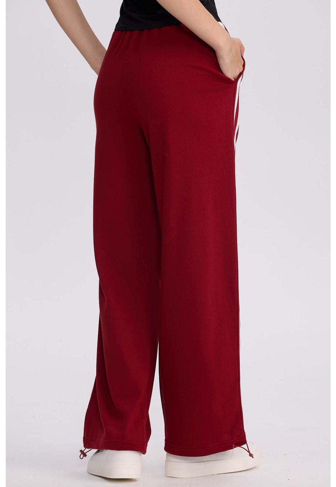 Pantalón Buzo Mujer Líneas Burdeo-2