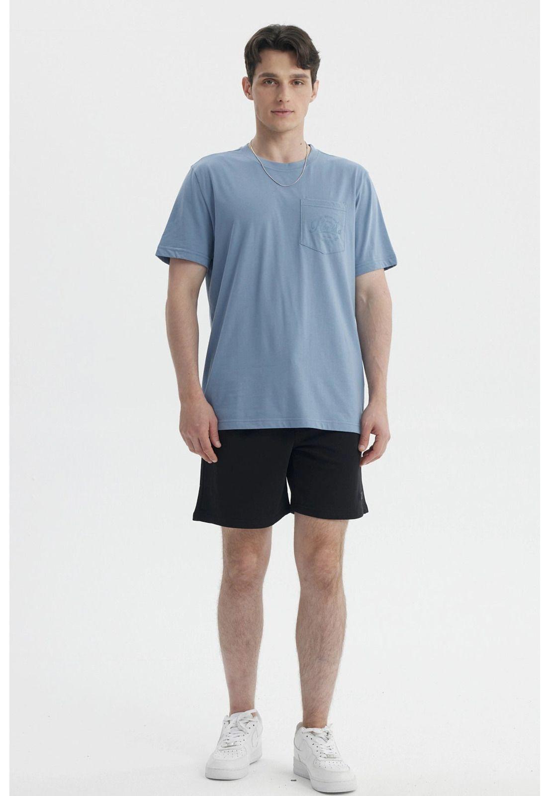 Polera Hombre Con Bolsillo Print Azul Piedra-3