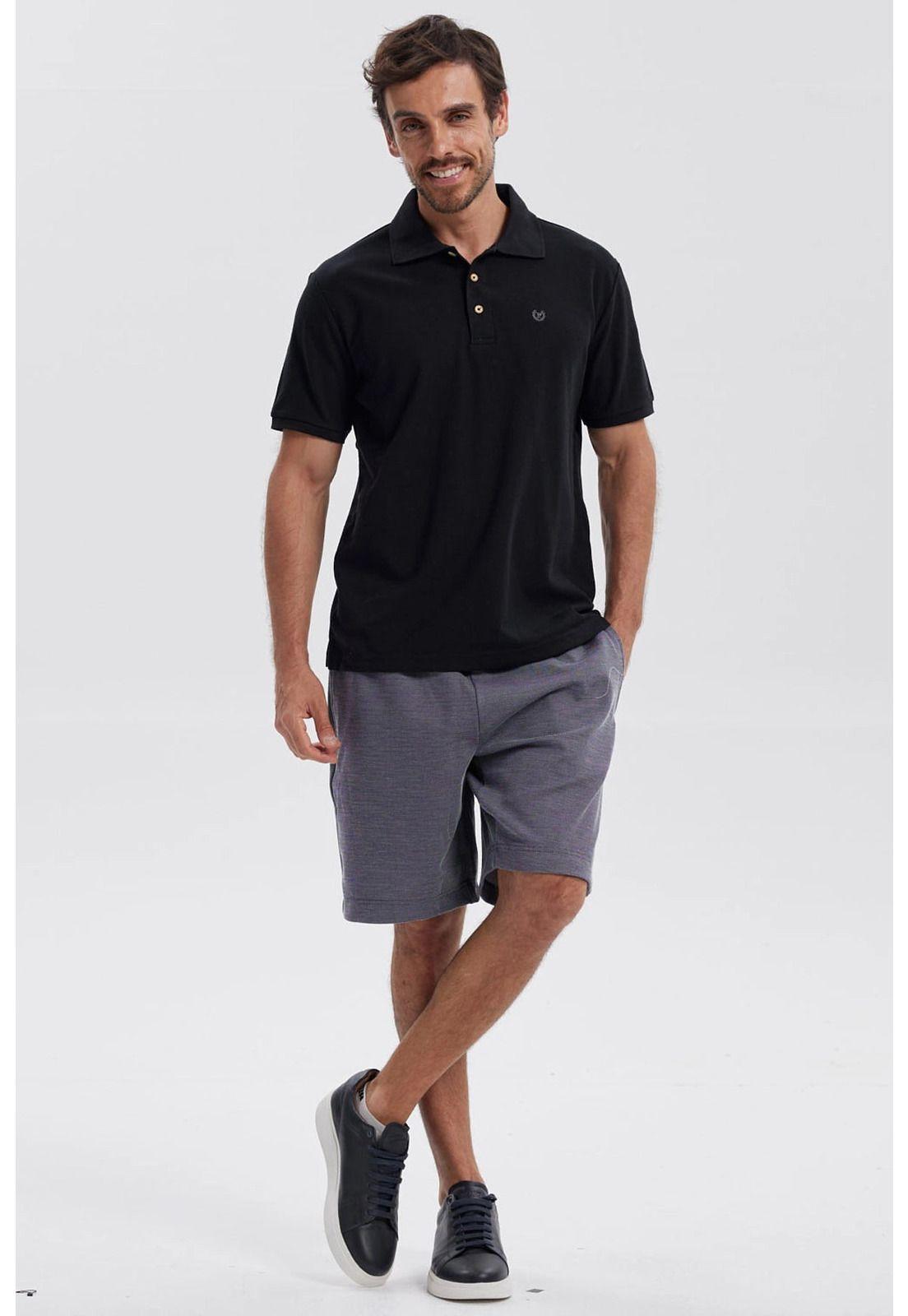 Polera Hombre Piqué Básica Lisa Negro - lll-3