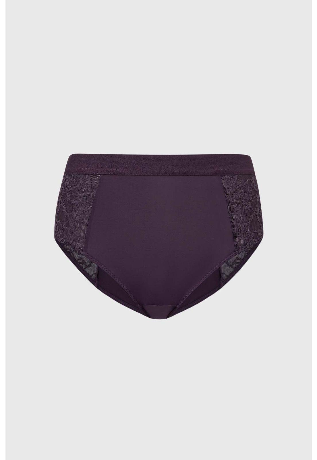 Calzón Mujer Tiro Alto Detalle Encaje Café Oscuro-0