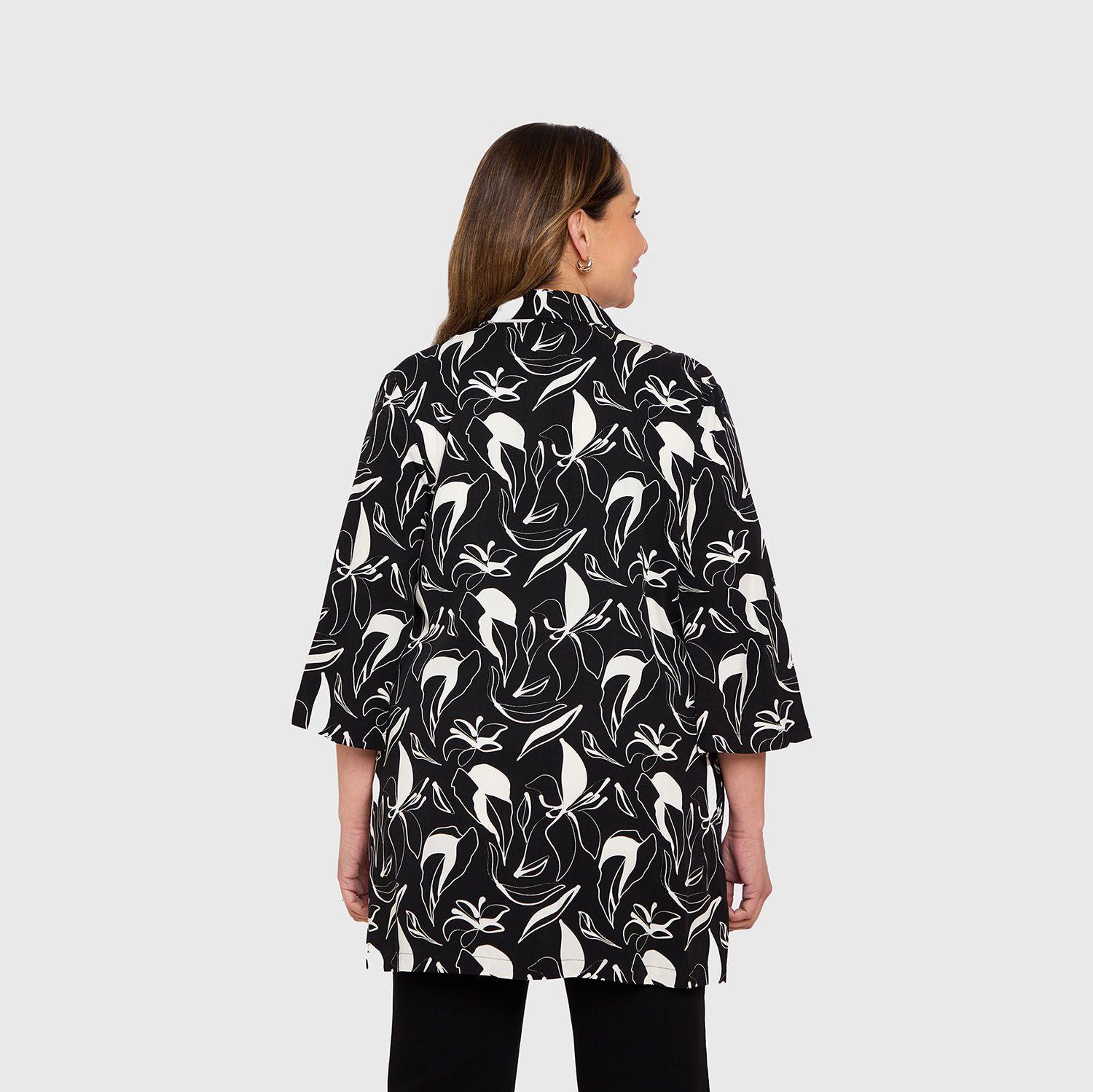 Blusa Mujer Kimono Negro / Blanco Fashion's Park-2