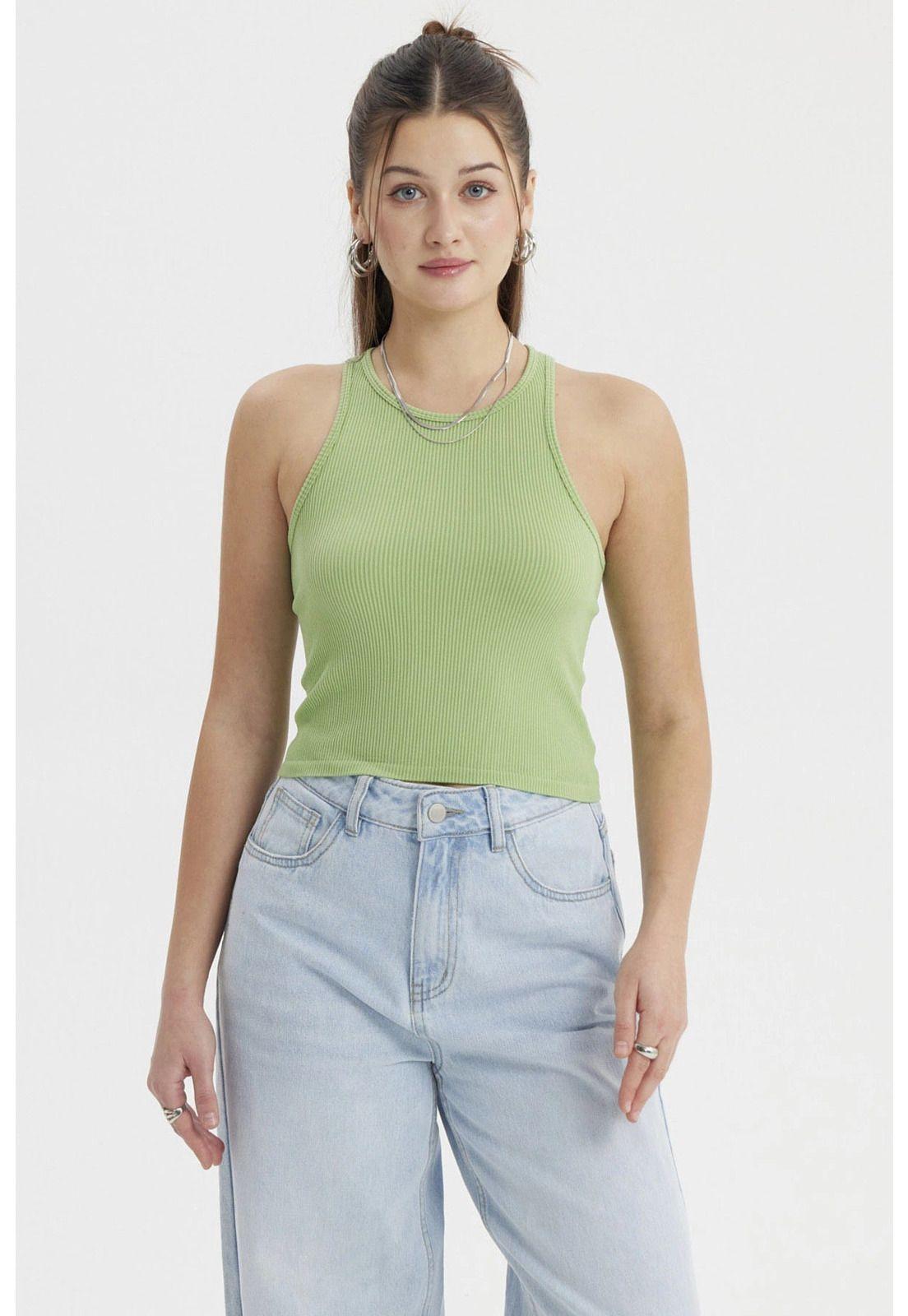 Peto Mujer Musculosa Verde Claro-0