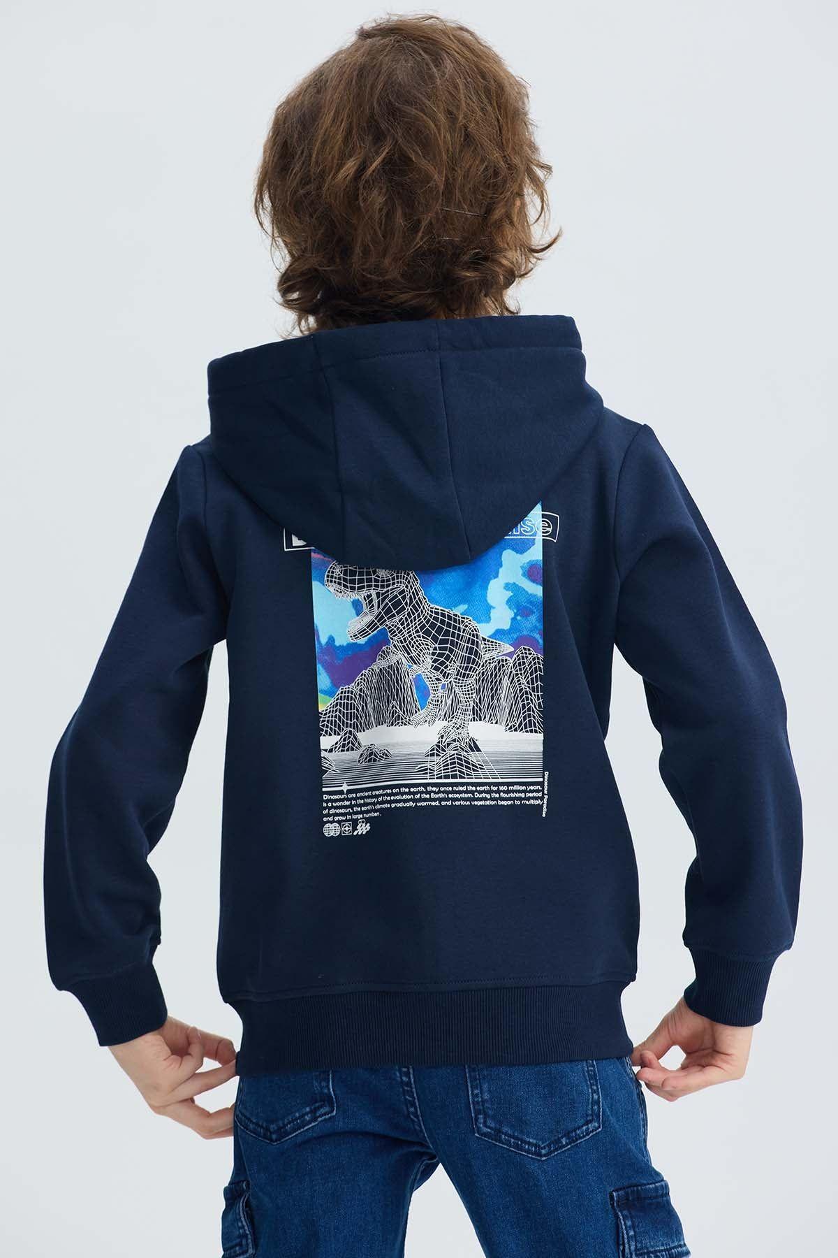 Polerón Niño Print Posicional Azul Oscuro-2
