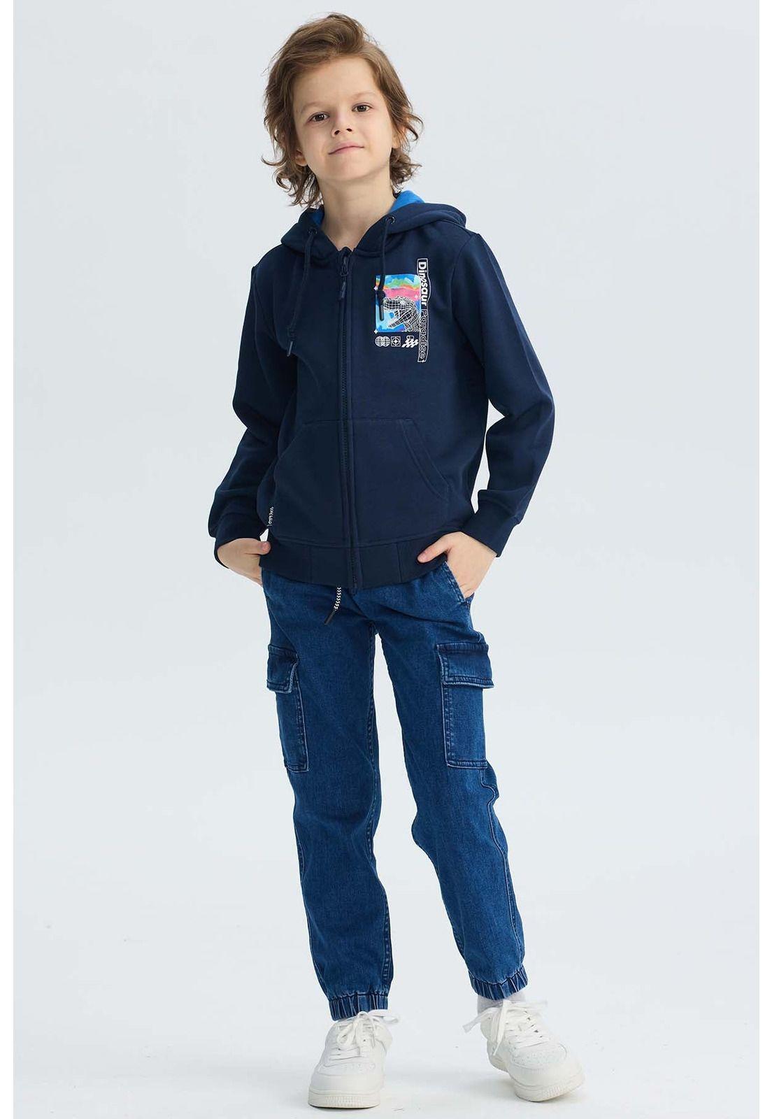 Polerón Niño Print Posicional Azul Oscuro-3