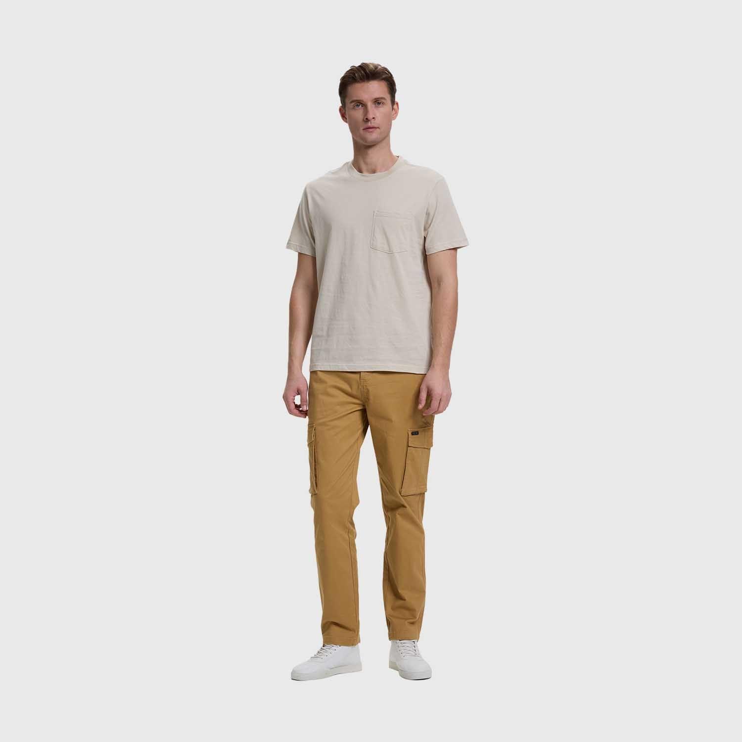 Polera Hombre Básica Con Bolsillo Beige Fashion's Park-3