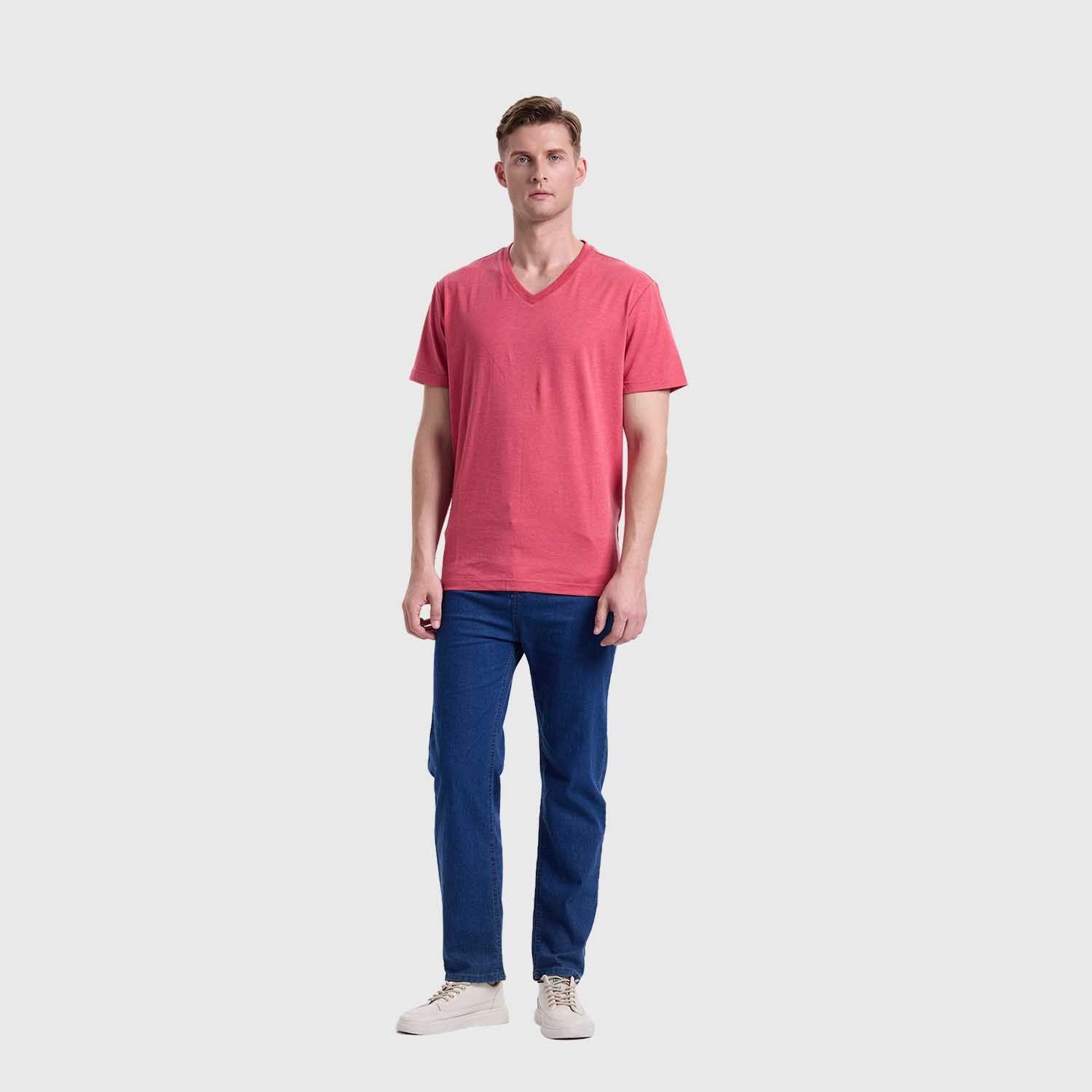 Polera Hombre Cuello V Básica Coral Melange Fashion's Park-3