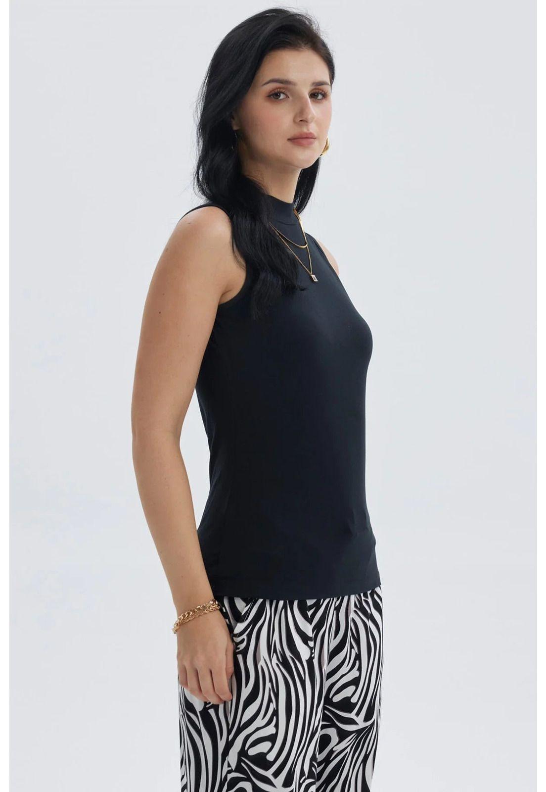 Polera Mujer Elasticada Negro-1