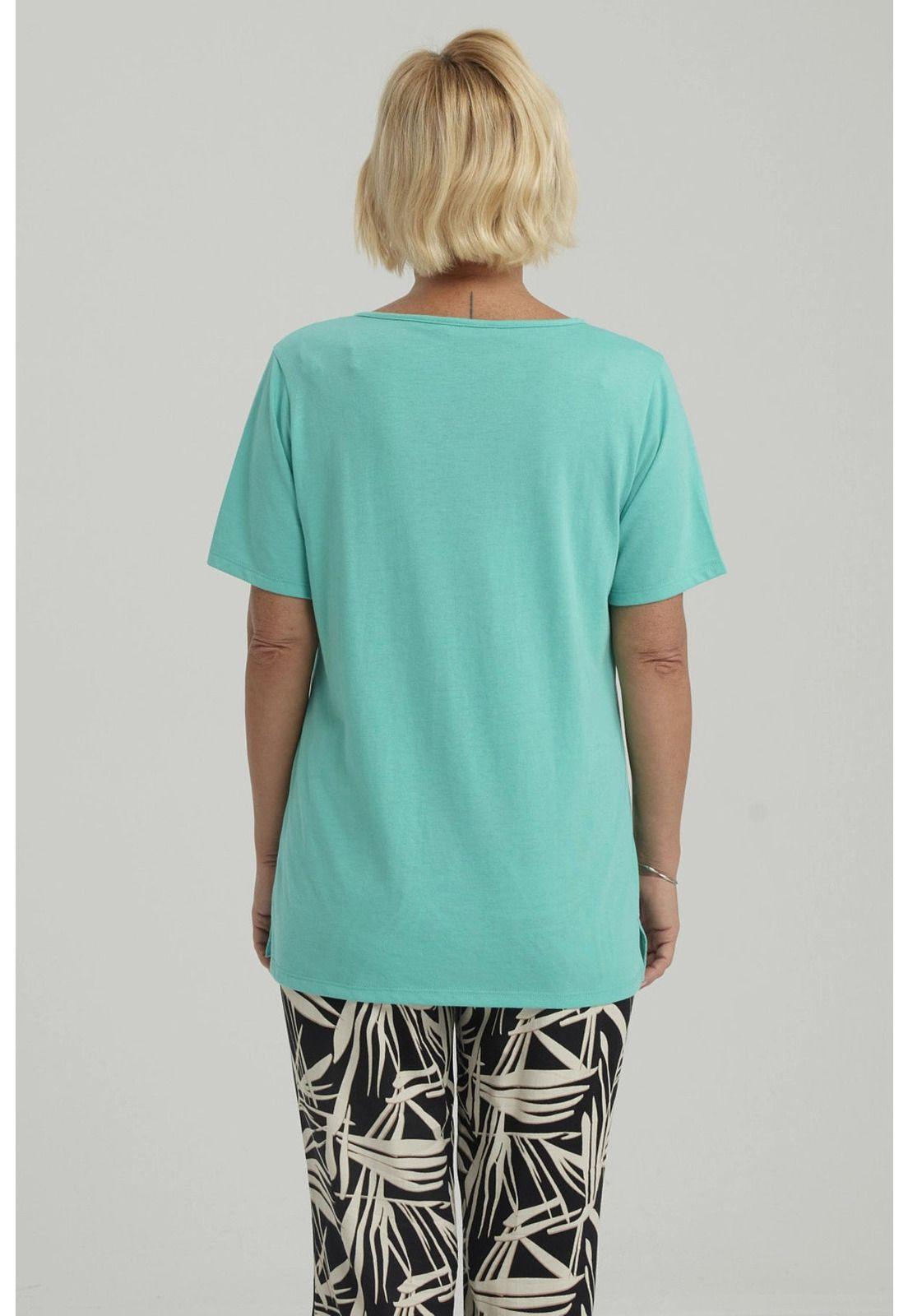 Polera Mujer Lisa Apertura Turquesa - ll-2