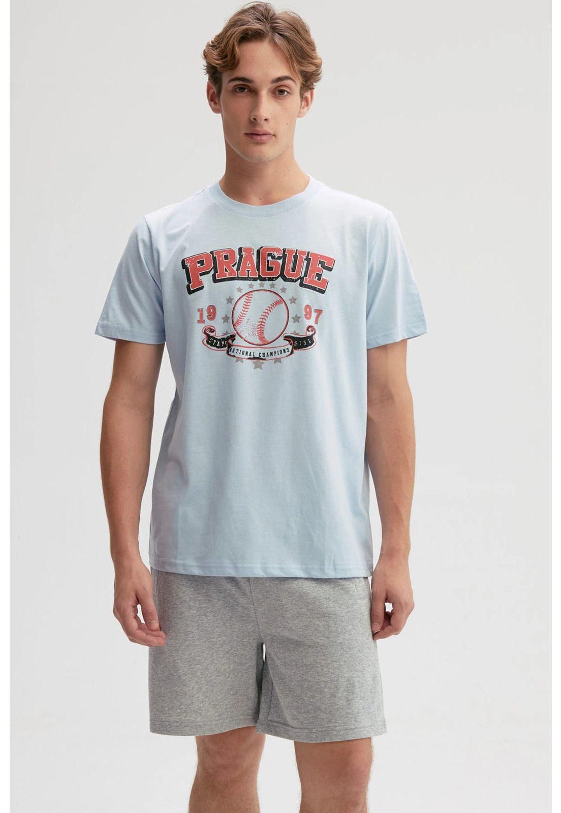 Polera Hombre Print Posicional Celeste-0