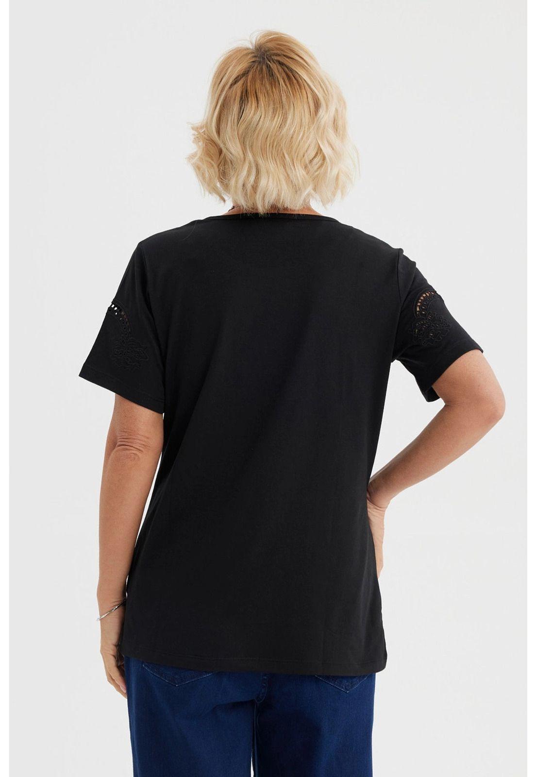 Polera Mujer Detalle Mangas Negro-2