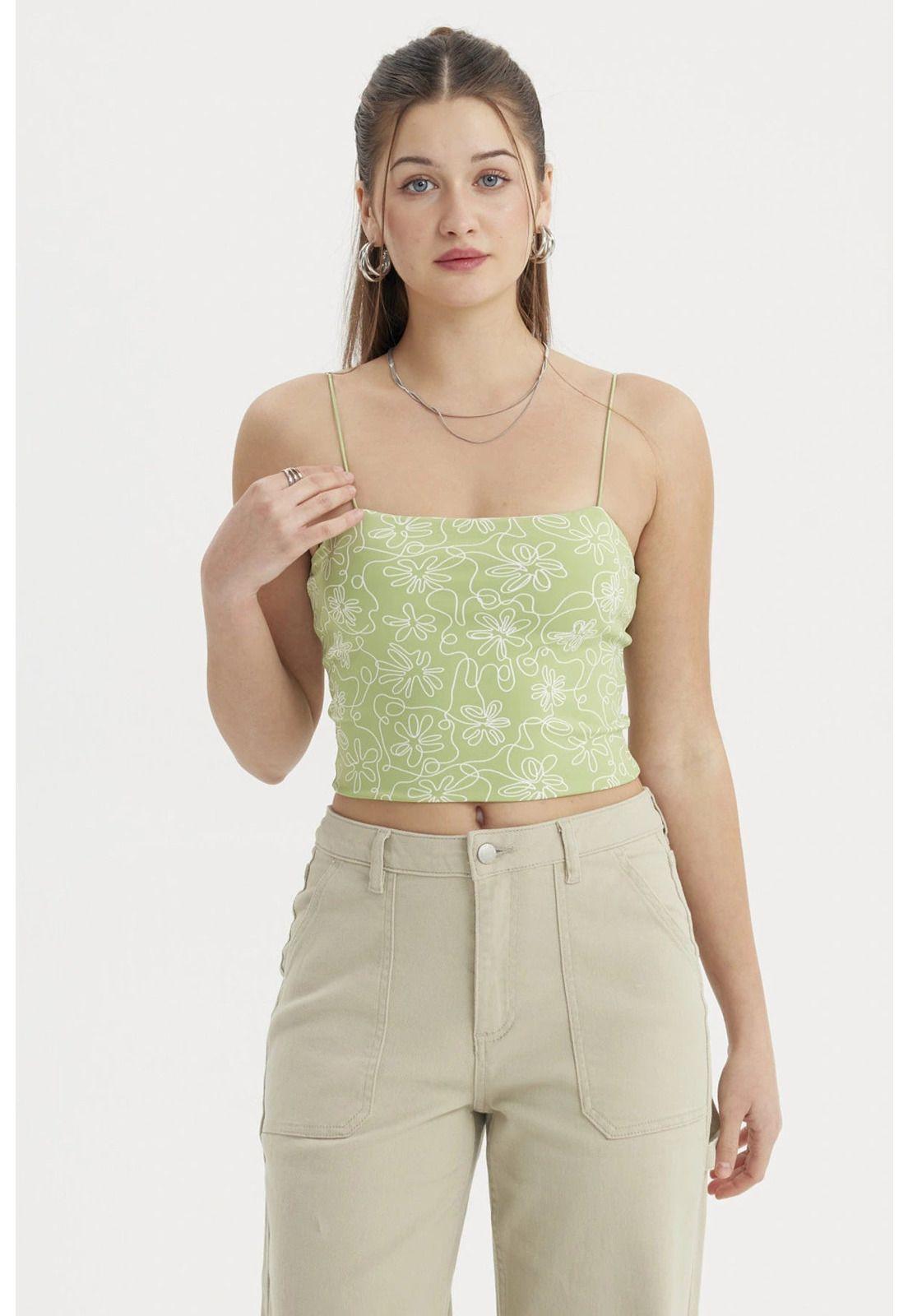 Peto Mujer Liso Print Crop Verde-0