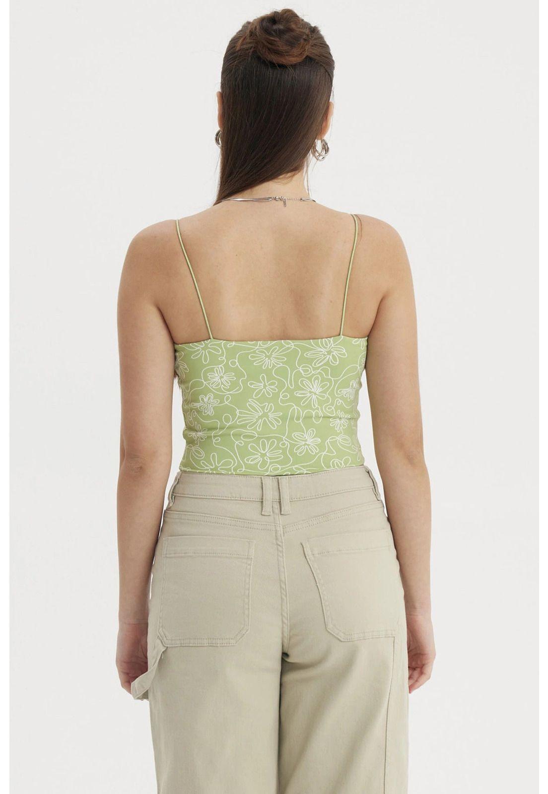 Peto Mujer Liso Print Crop Verde-2