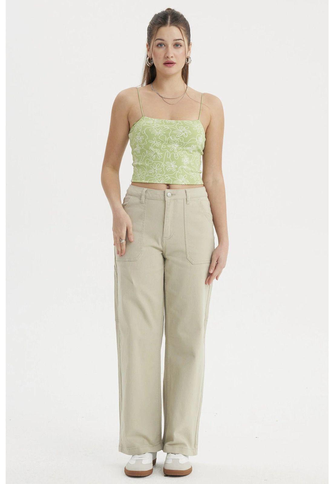 Peto Mujer Liso Print Crop Verde-3