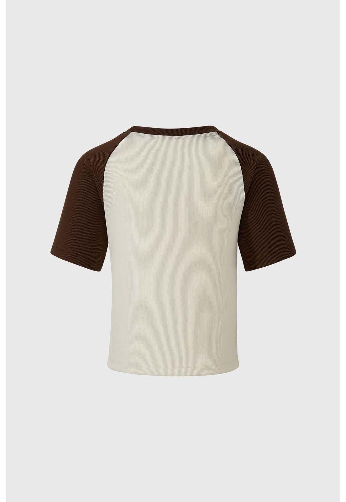 Polera Niña A Contraste Café-1