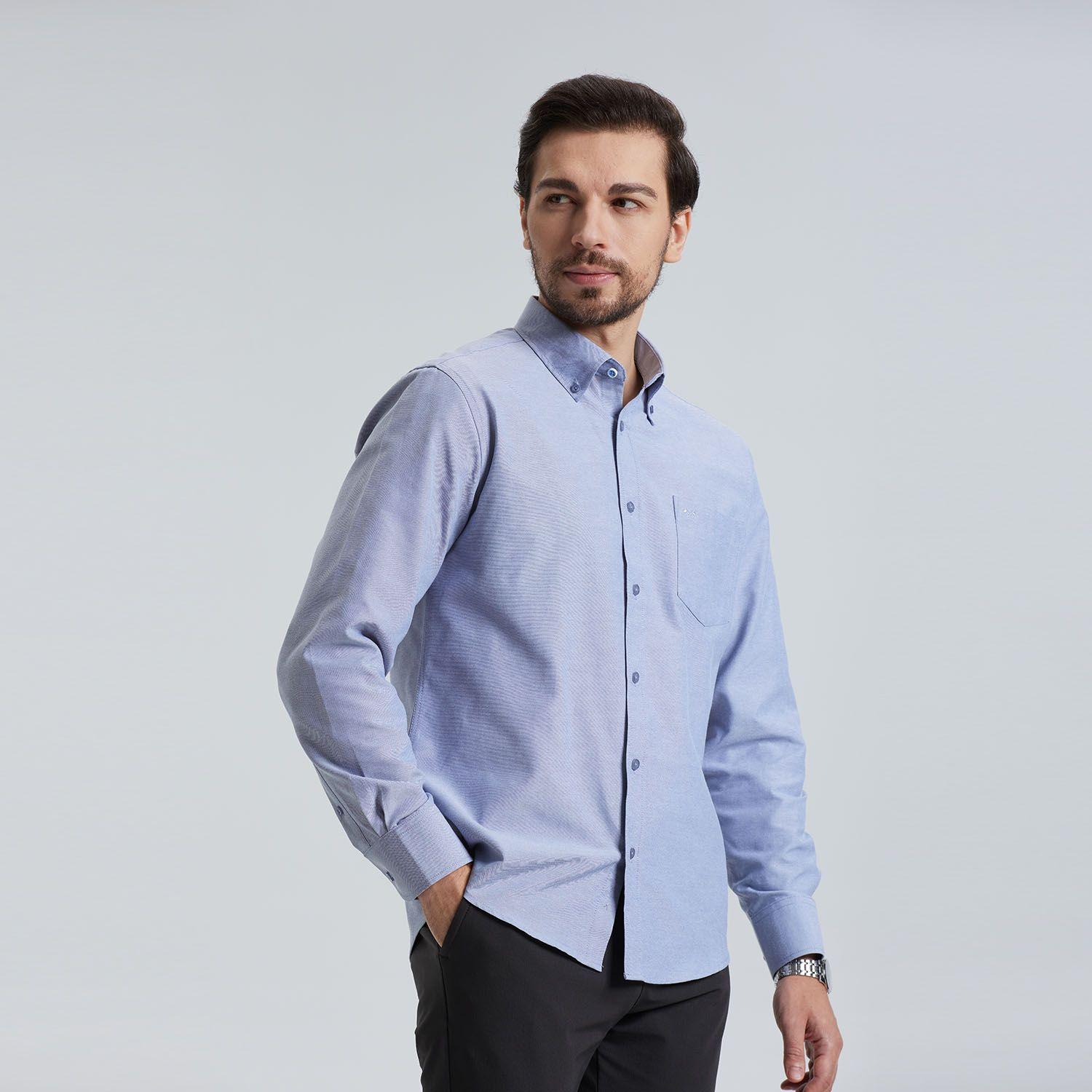 Camisa Oxford Gris Hombre-1