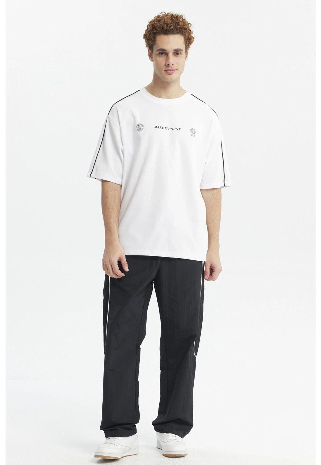 Polera Hombre Oversize Doble Línea Blanco-3