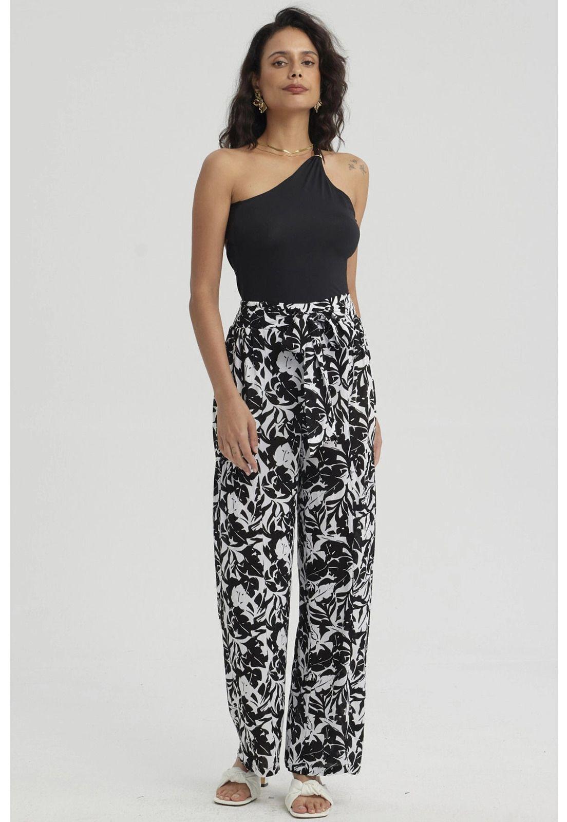 Pantalón Mujer Palazzo Pretina Elástica Turquesa-1