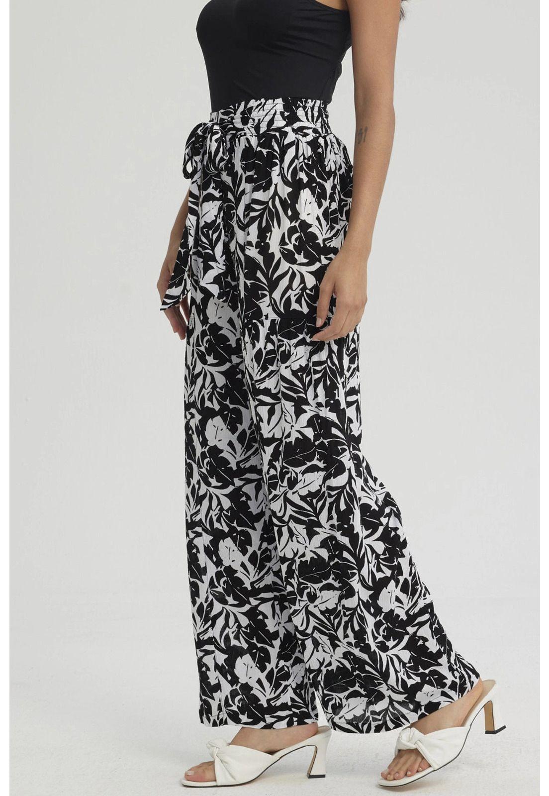 Pantalón Mujer Palazzo Pretina Elástica Turquesa-3