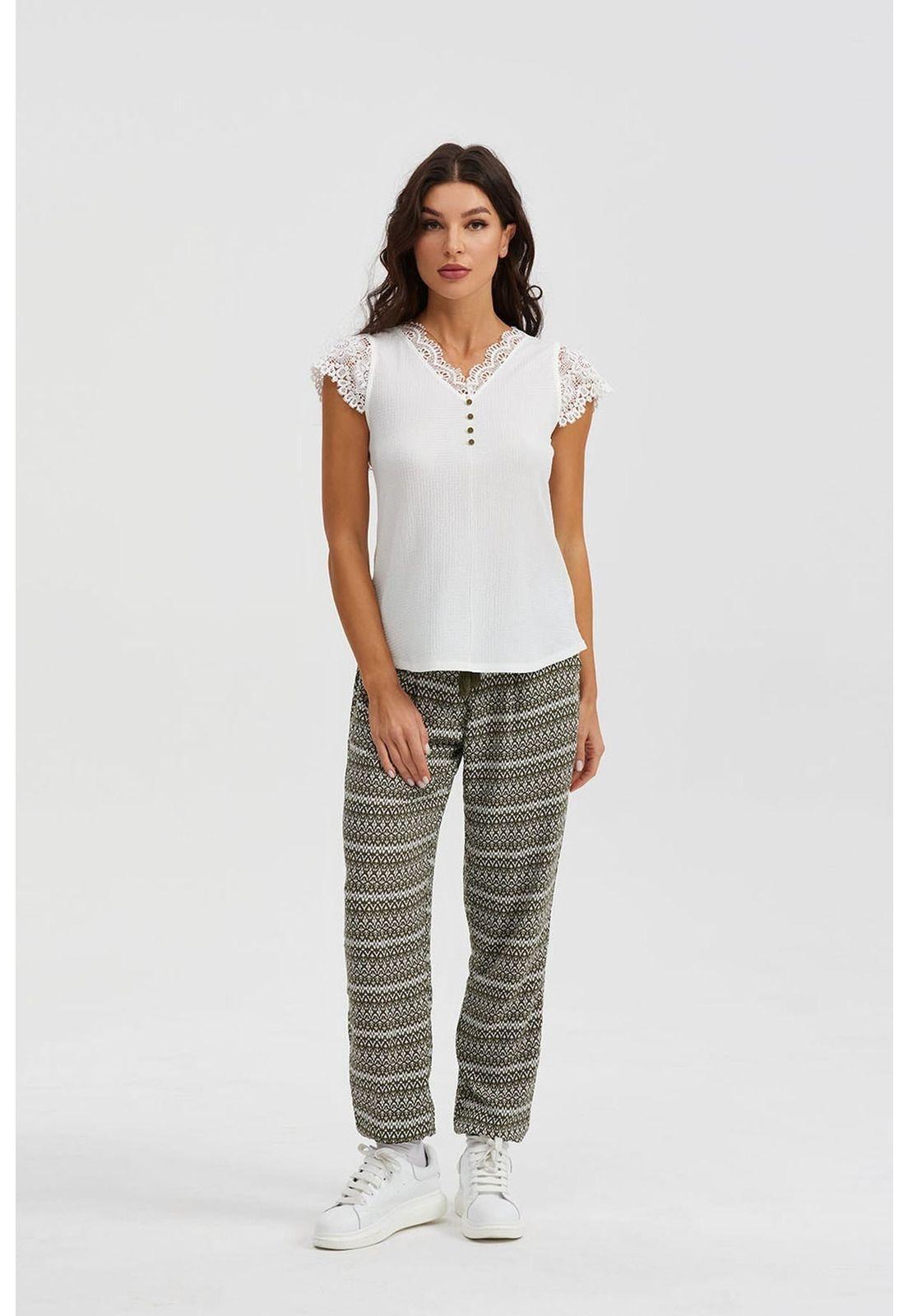 Pantalón Mujer Bombacho Puño Elástico Verde-1