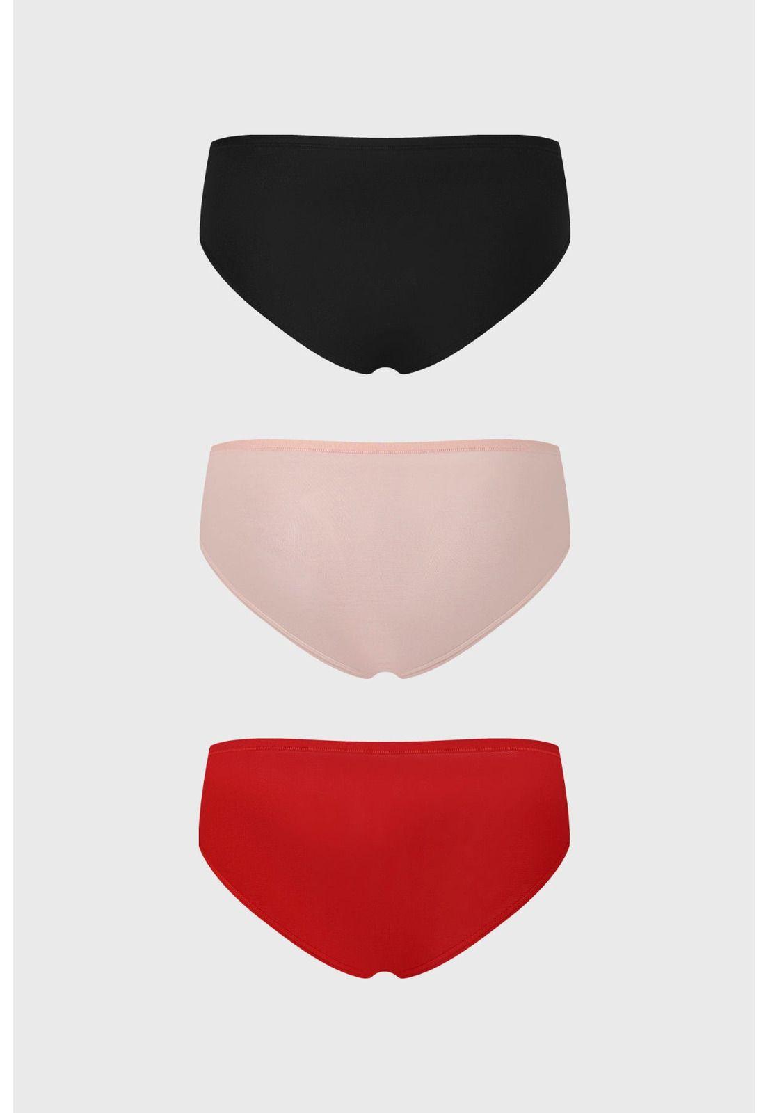 Calzón Mujer Tripack Algodón Liso Palo Rosa-1