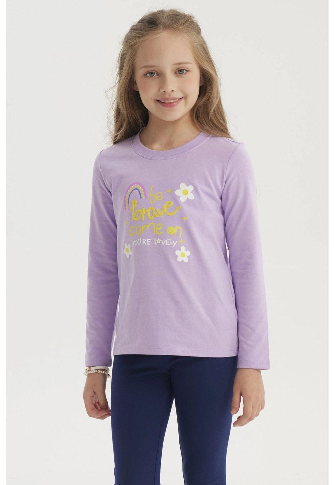 Polera Niña Aplicación Cordón Lila-0