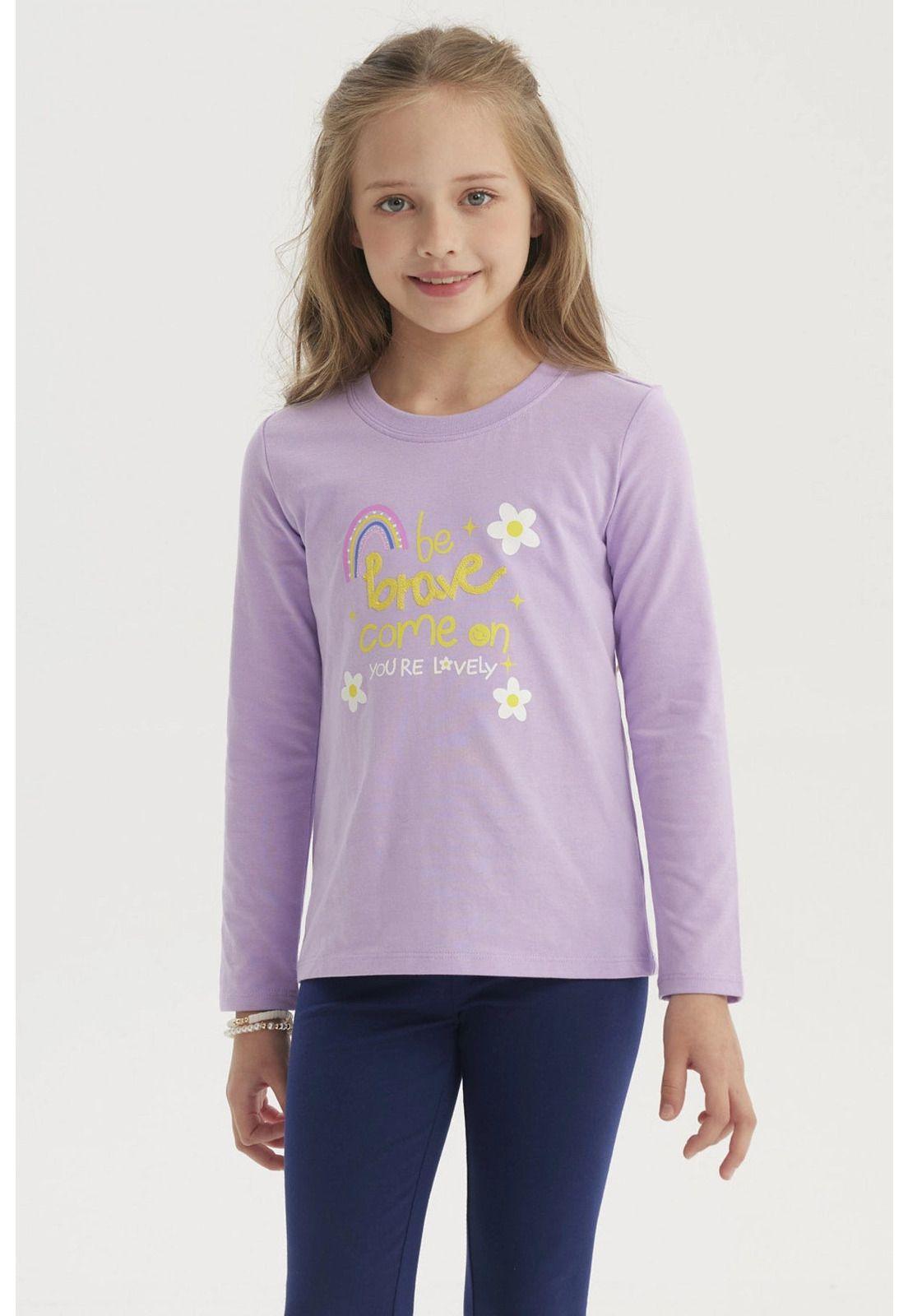 Polera Niña Aplicación Cordón Lila-1