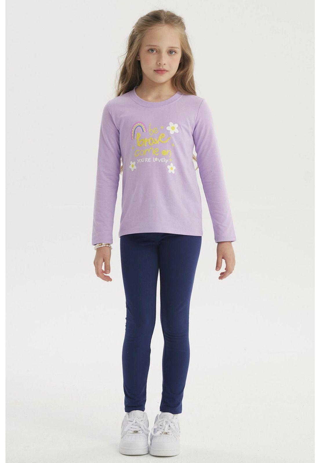 Polera Niña Aplicación Cordón Lila-3