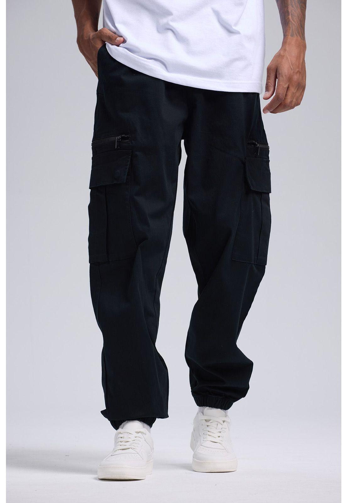 Pantalón Hombre Cargo Jogger Negro-0
