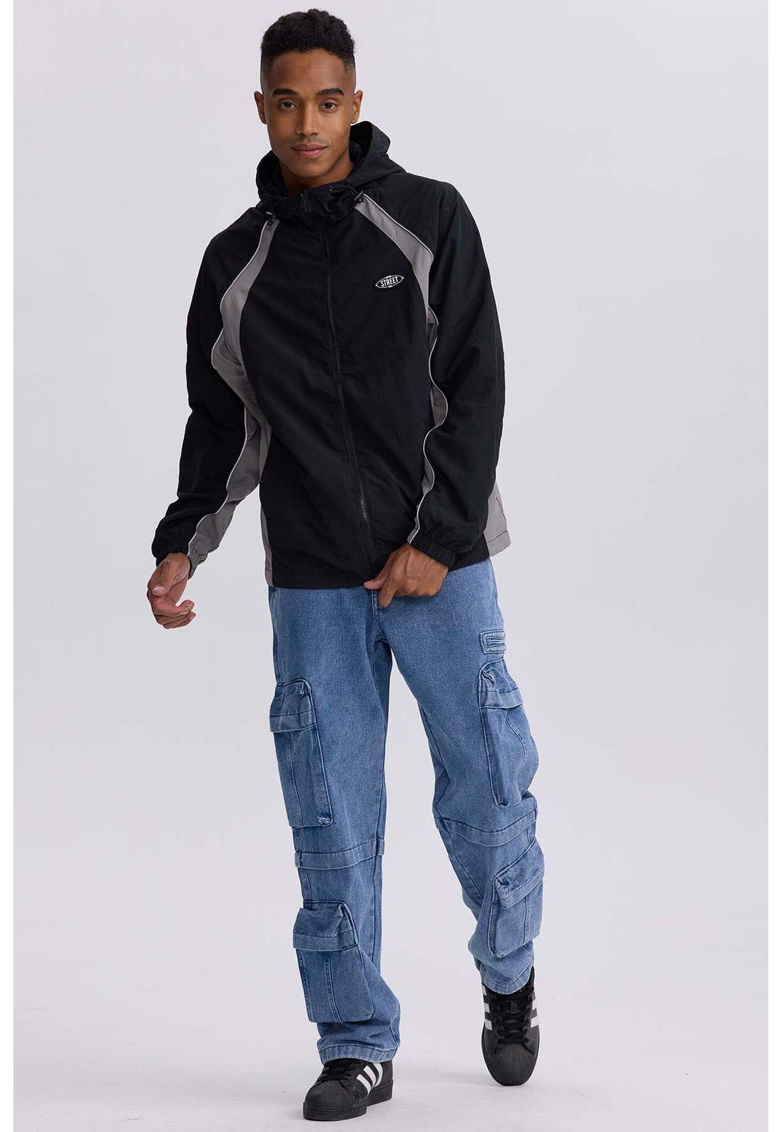 Chaqueta Hombre Cortaviento Negro - Vl-3