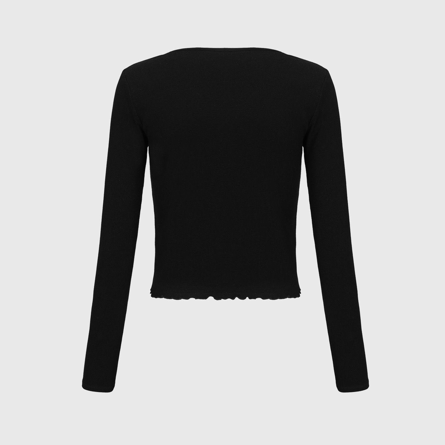 Polera Niña Recogido Delantero Negro-1