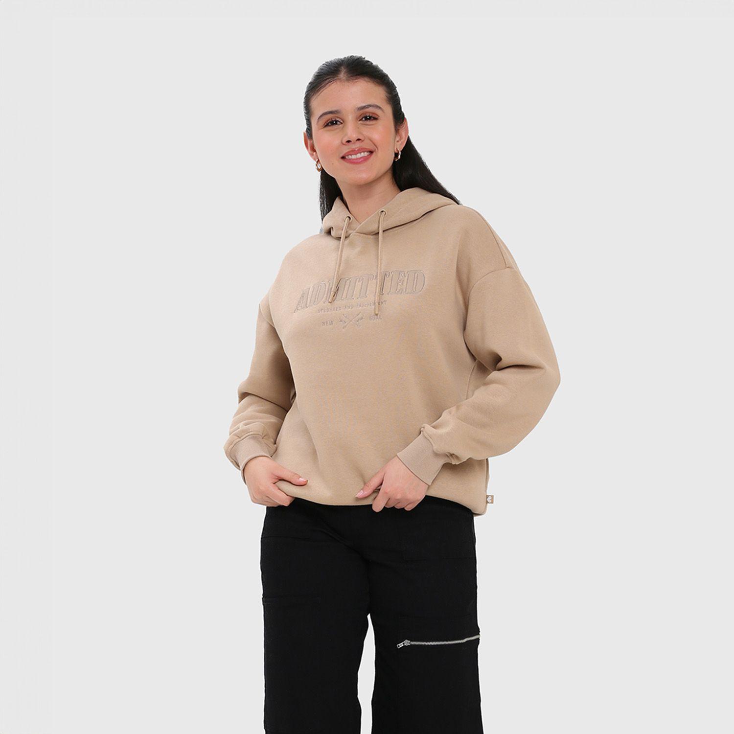 Polerón Mujer Oversize Print Beige Fashion´s Park-3