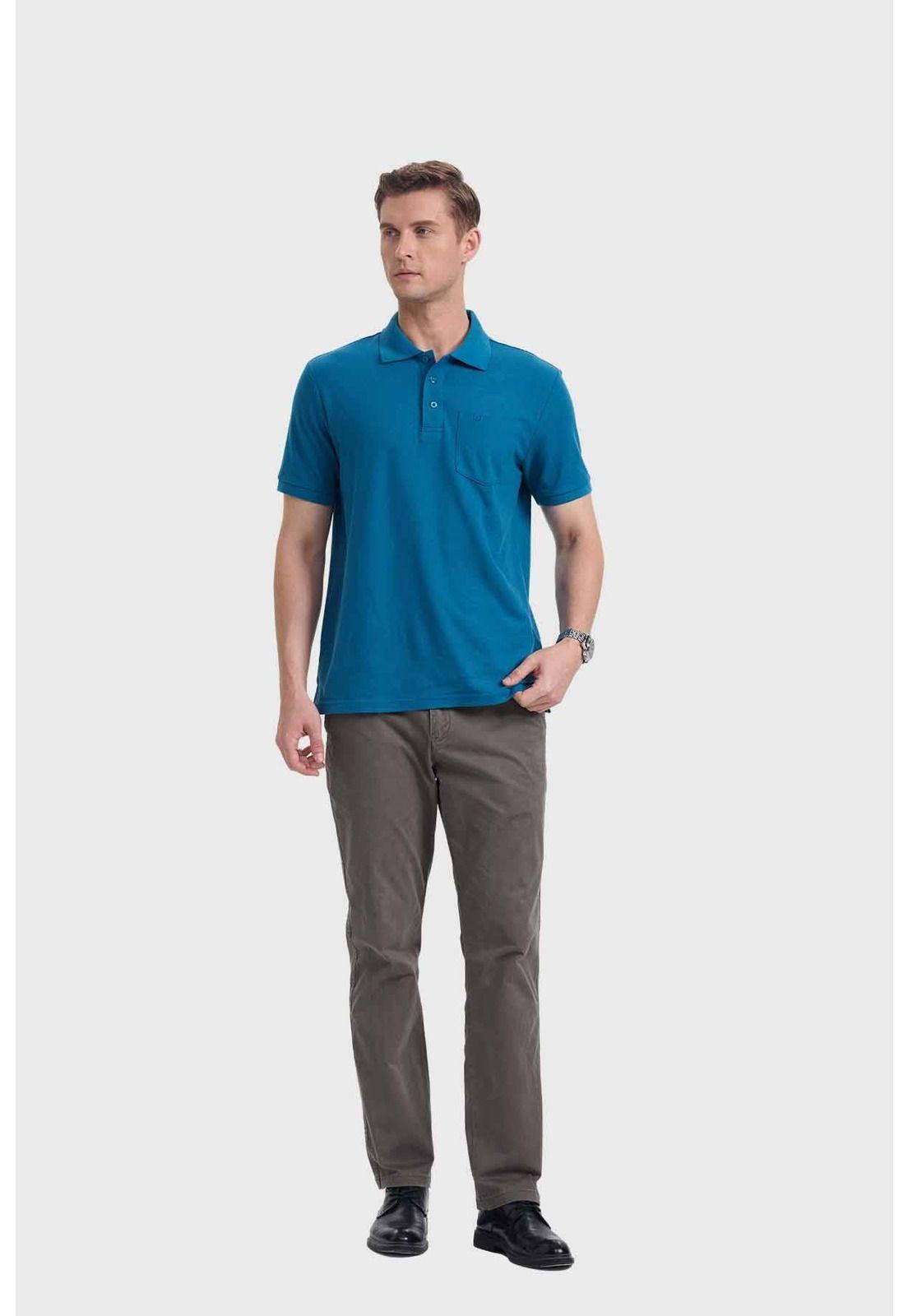 Polera Hombre Básica Piqué Petróleo-3