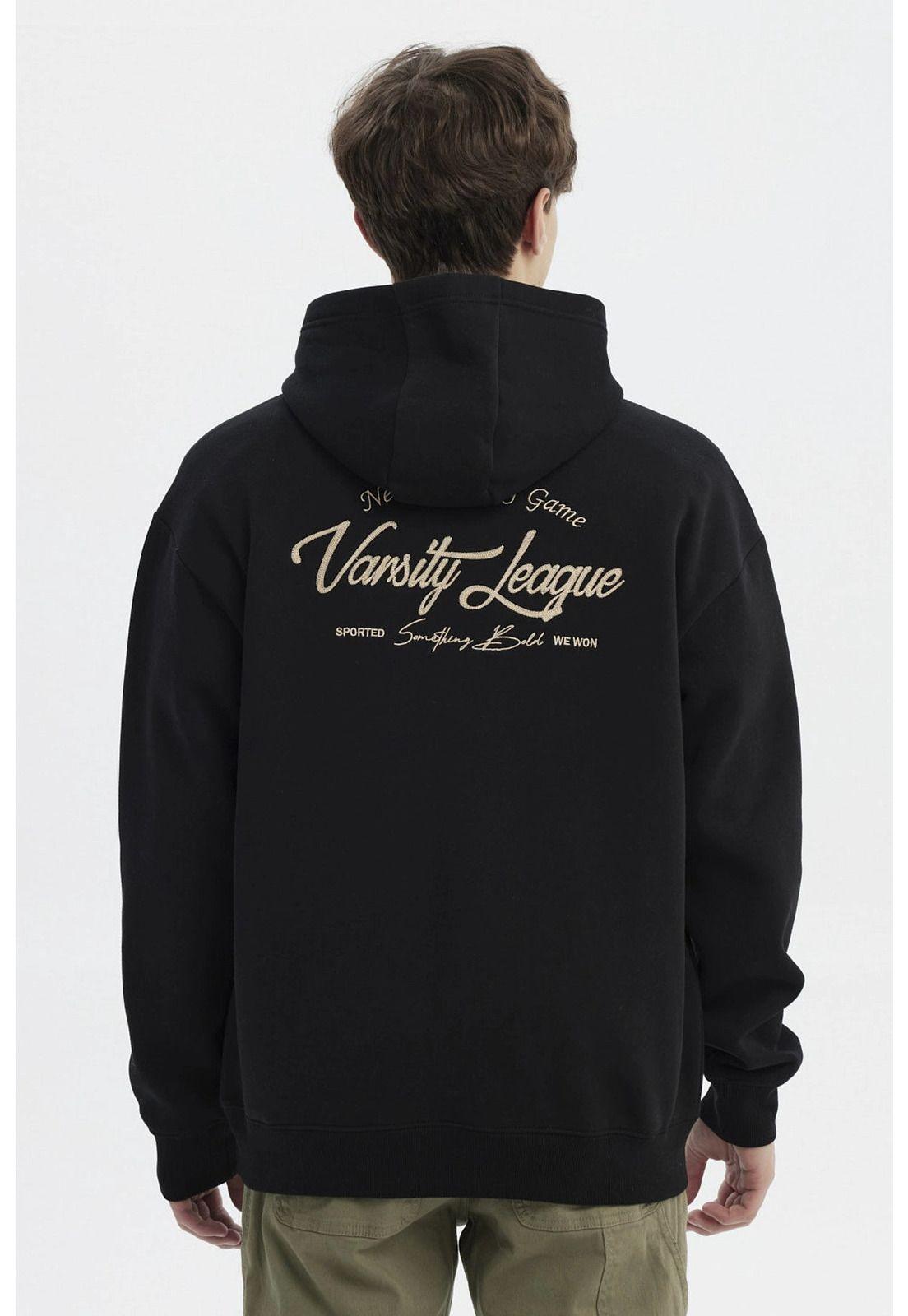 Polerón Hombre Slim Con Gorro Negro - lV-1