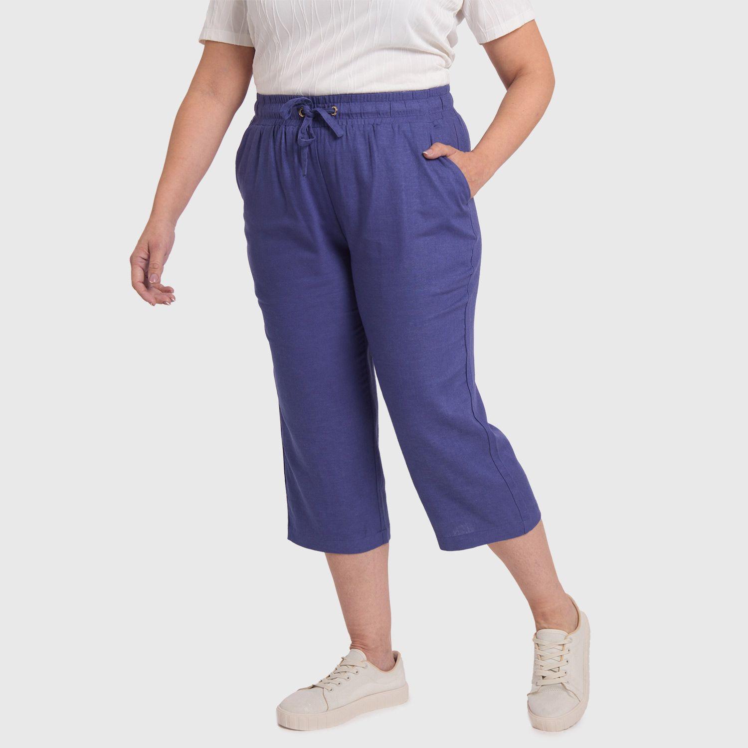 Pantalón Mujer Lino Azul Fashions Park-1