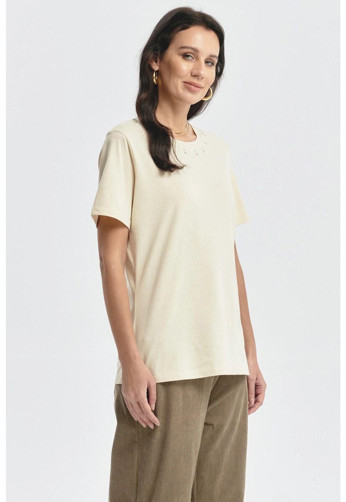 Polera Mujer Detalle Tachas Beige Claro-1