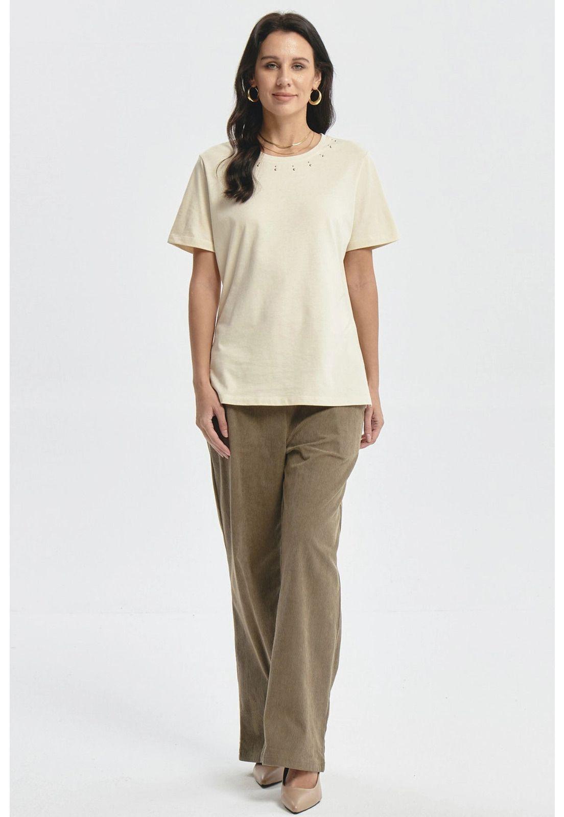 Polera Mujer Detalle Tachas Beige Claro-3