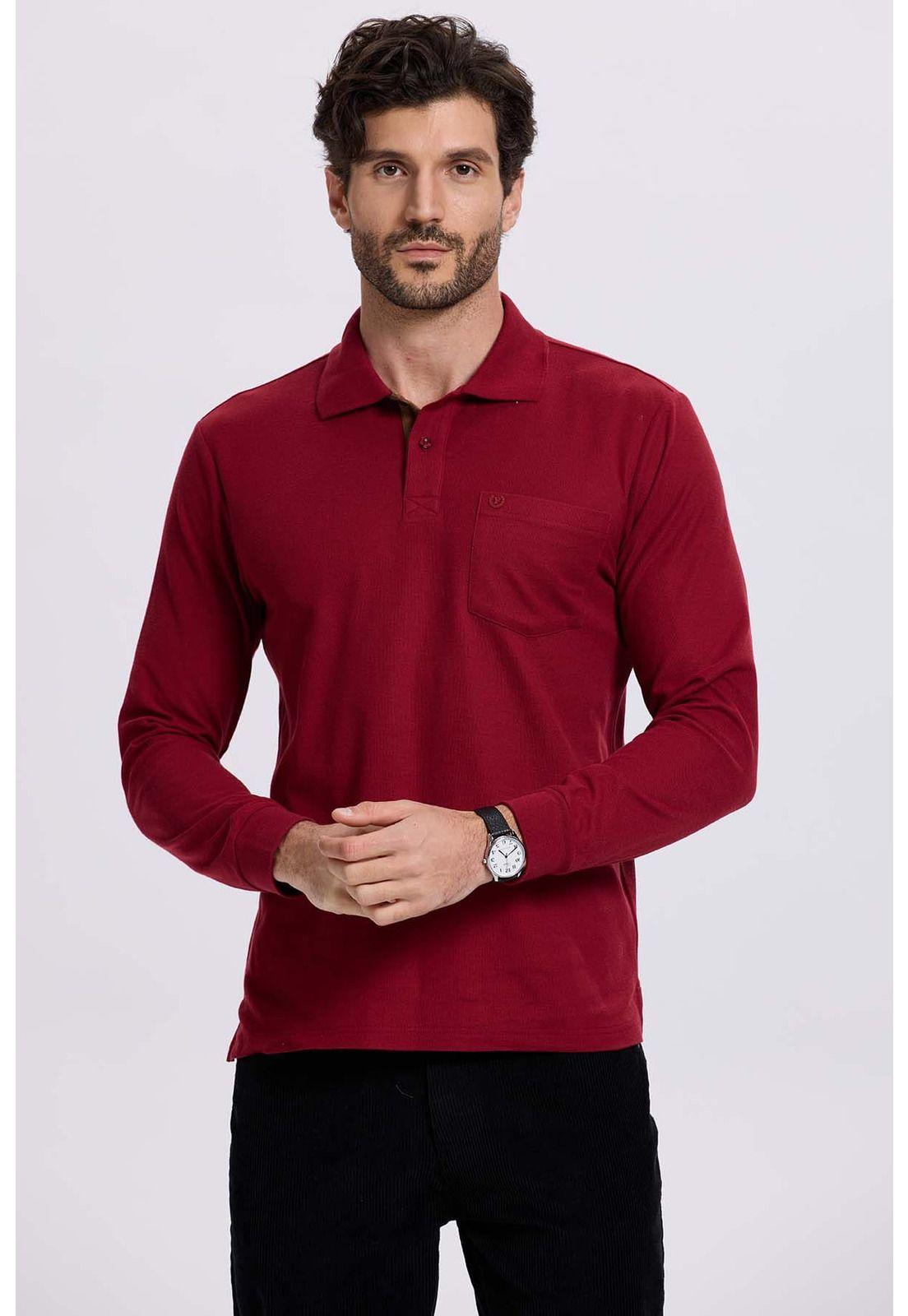 Polera Hombre Piqué Básica Burdeo-1