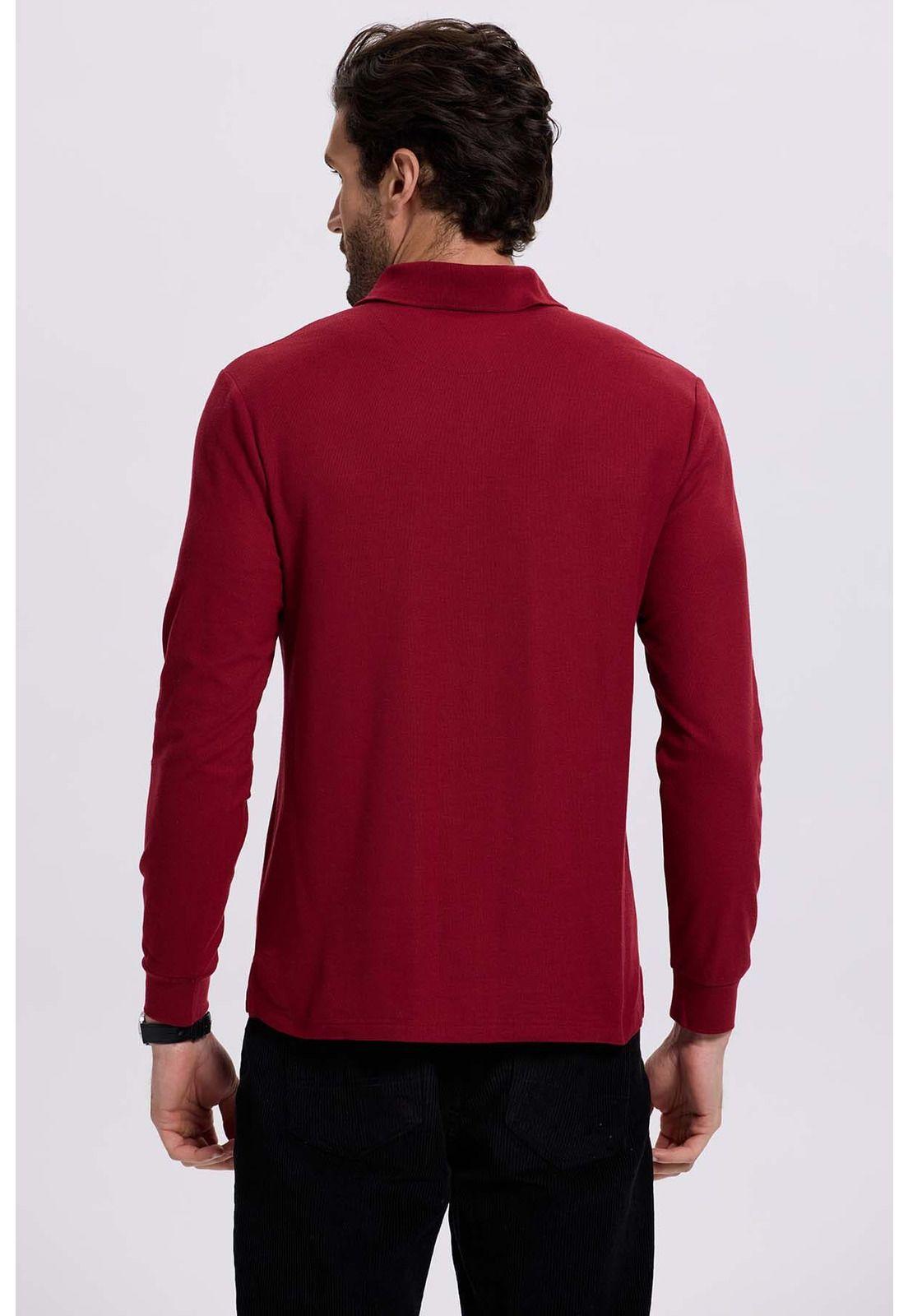 Polera Hombre Piqué Básica Burdeo-2