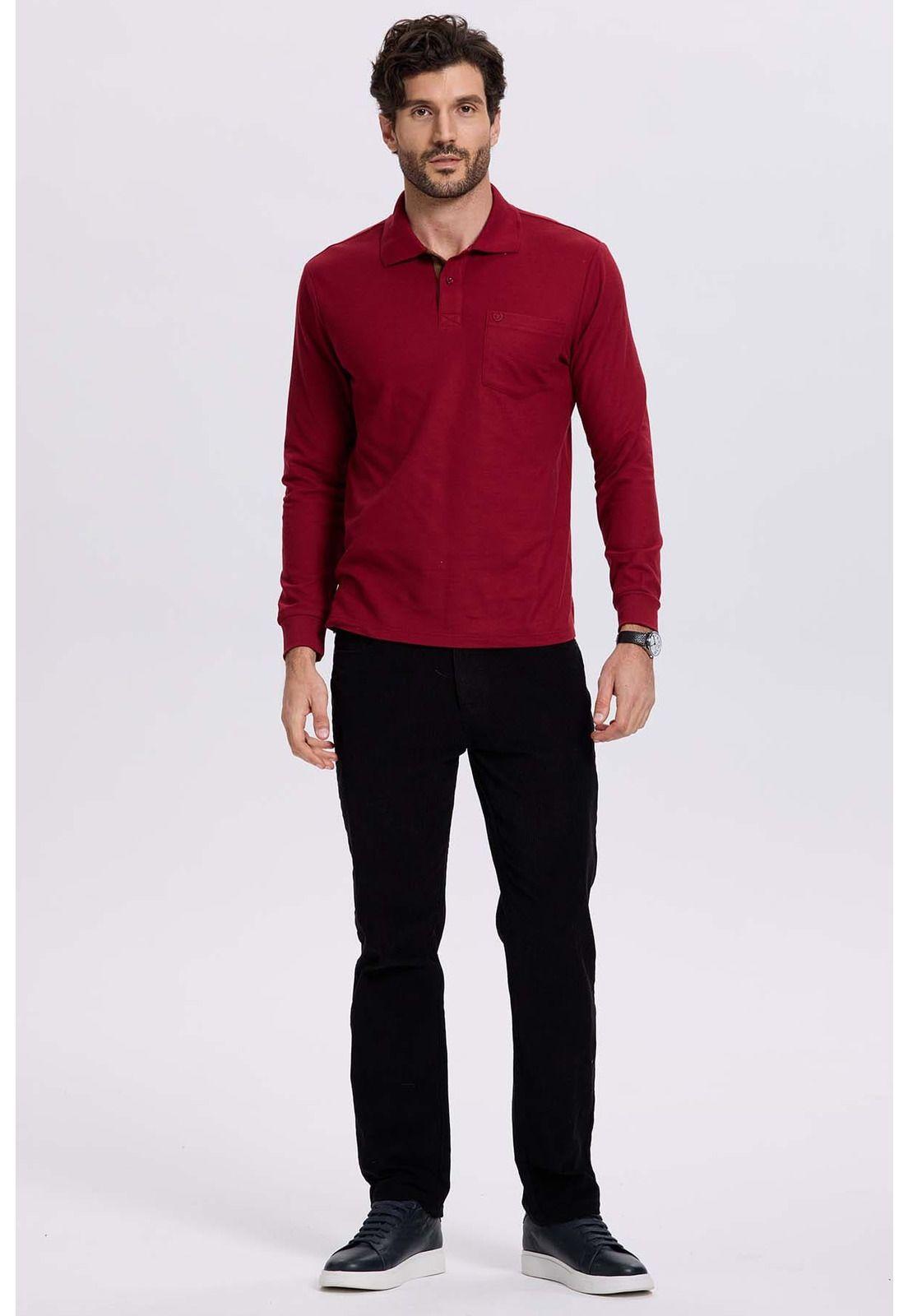 Polera Hombre Piqué Básica Burdeo-3