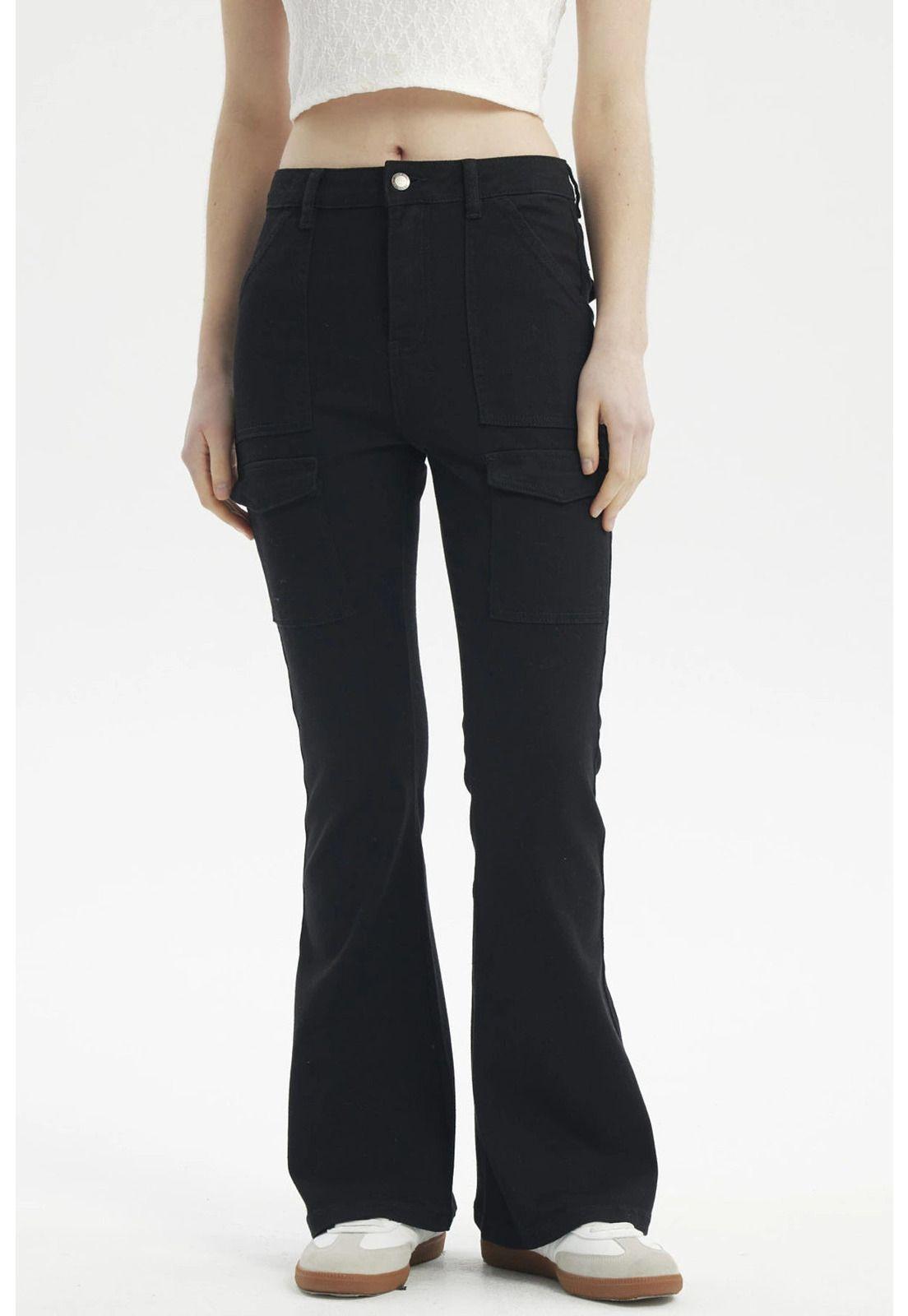 Jeans Mujer Moda Flare Negro-0