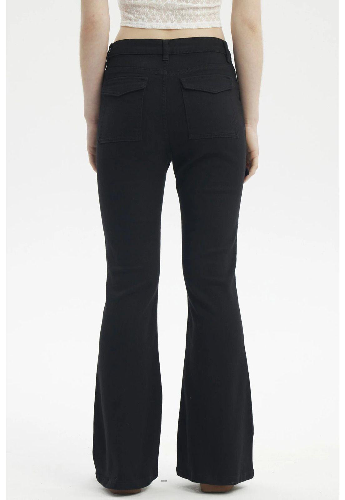 Jeans Mujer Moda Flare Negro-2