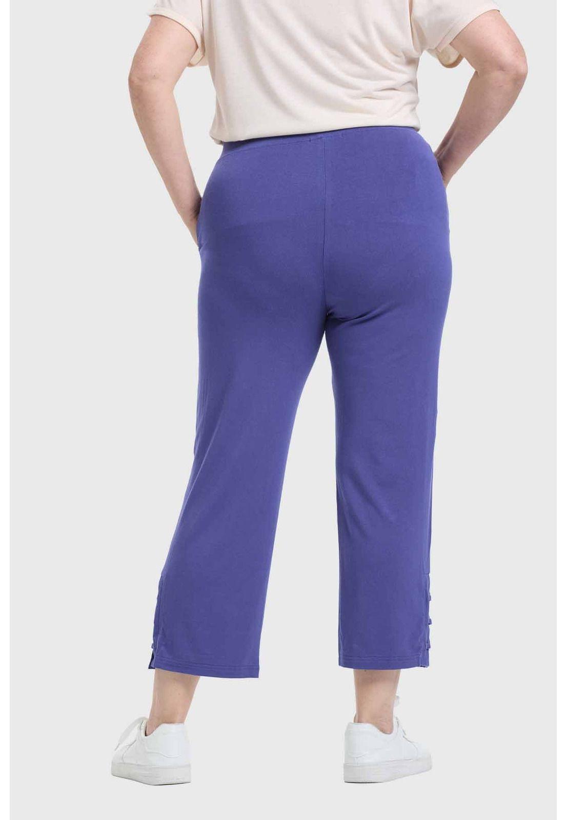 Pantalón Buzo Mujer Detalle Ojetillo Azul-2