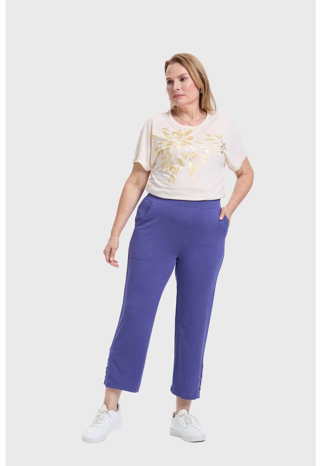 Pantalón Buzo Mujer Detalle Ojetillo Azul-3