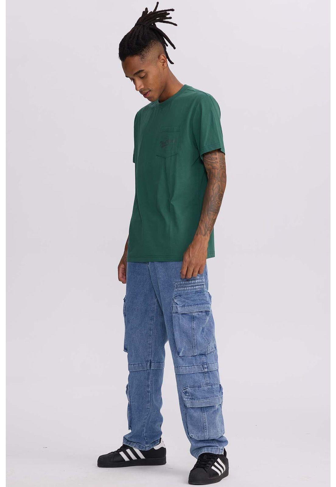 Polera Hombre Con Bolsillo Contraste Verde-3