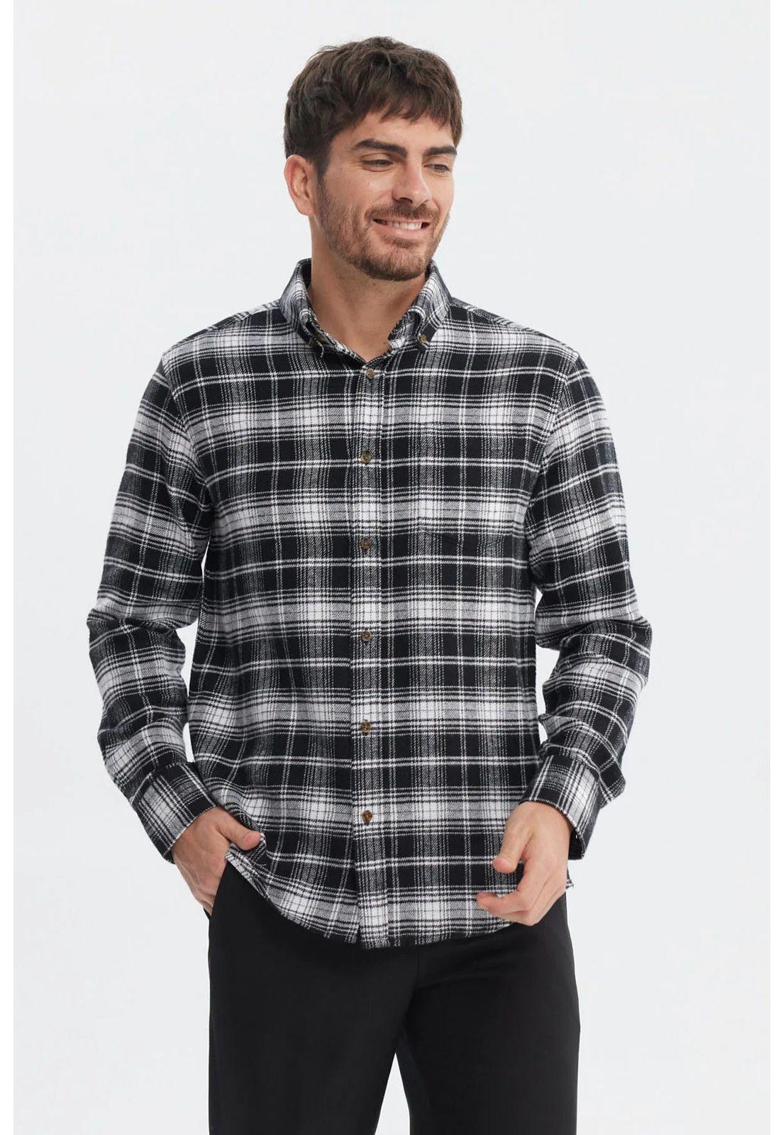 Camisa Hombre Franela Básica Negro-0