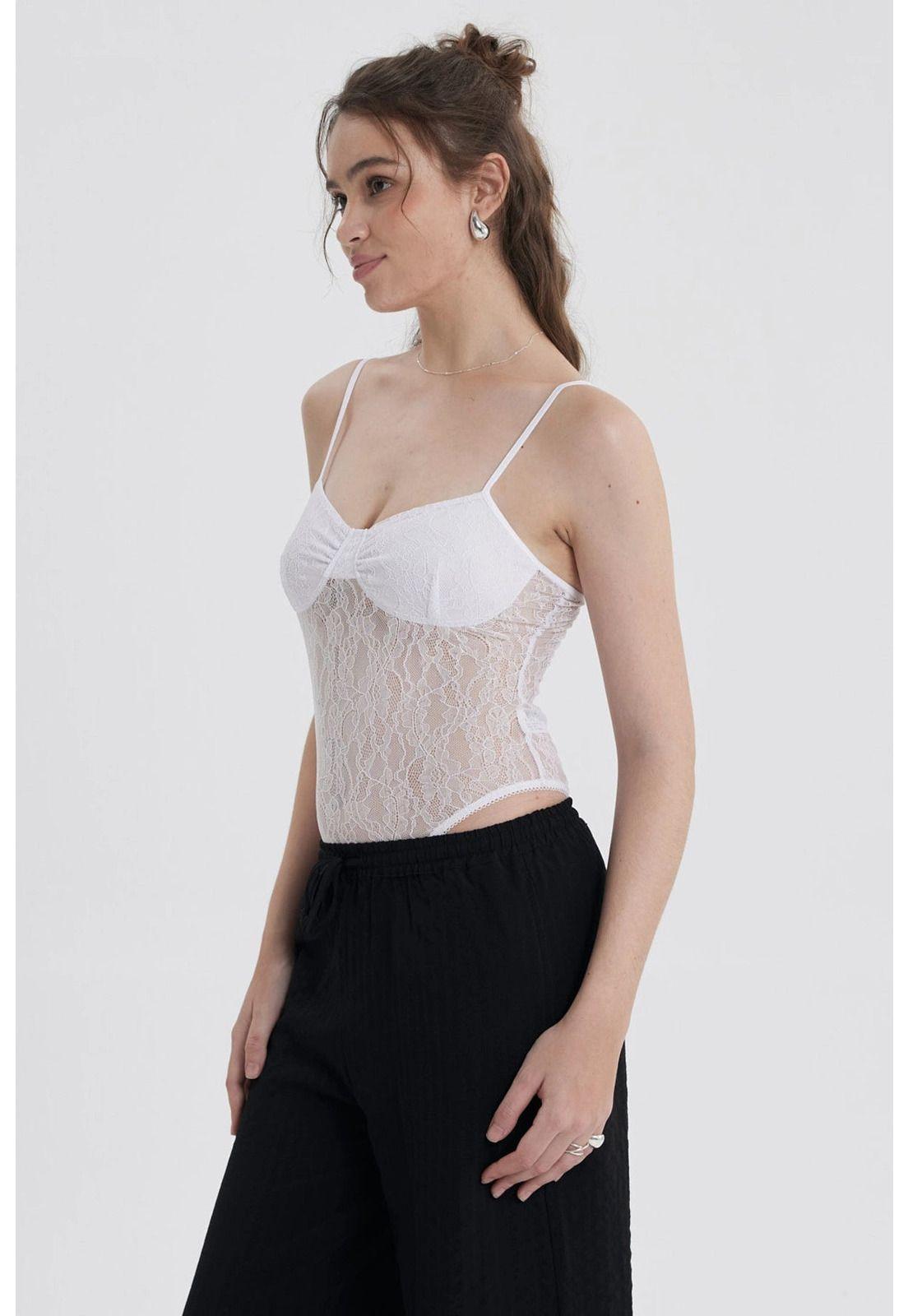 Polera Mujer Body Encaje Blanco-1